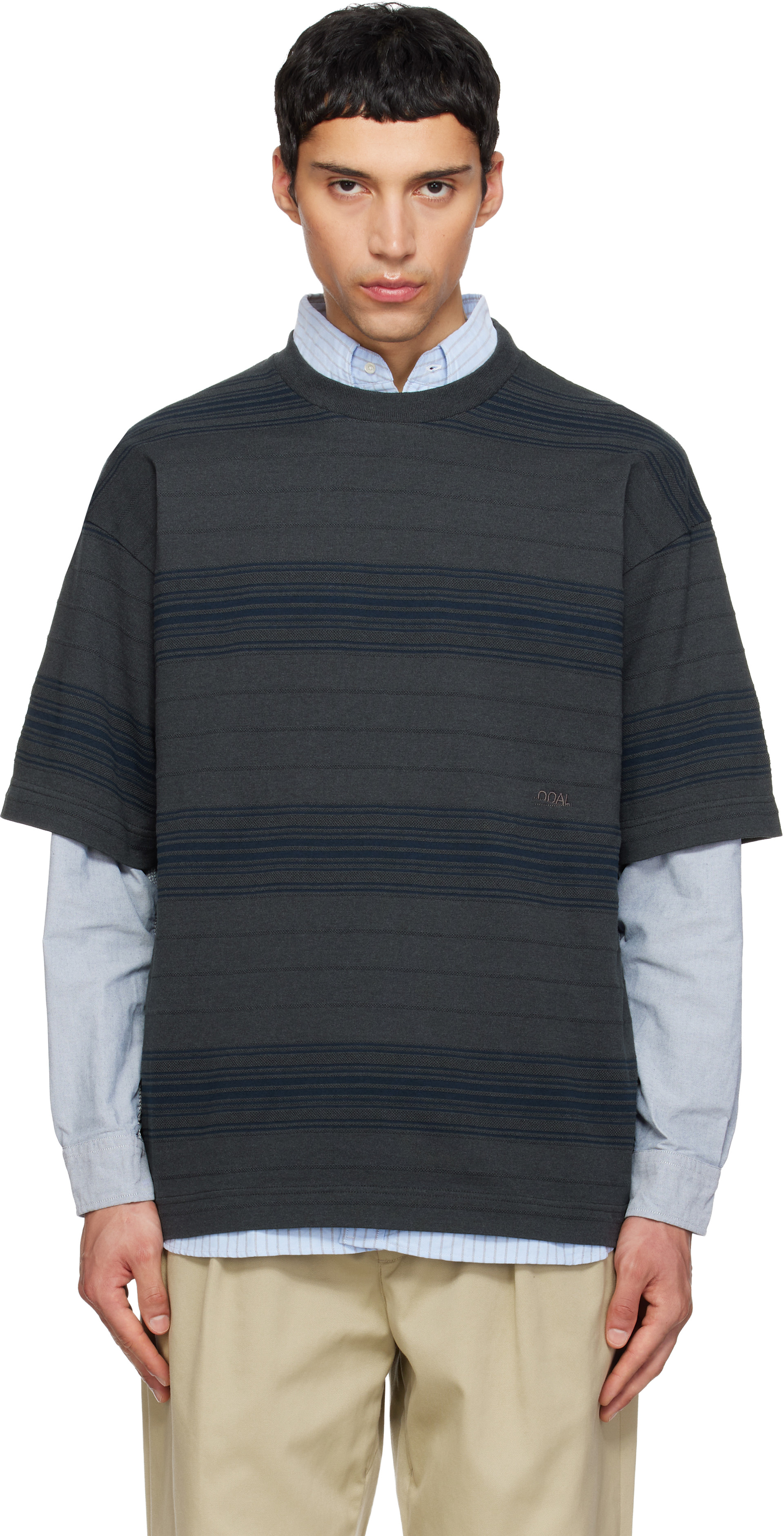 nanamica - Gray Stripe T-shirt