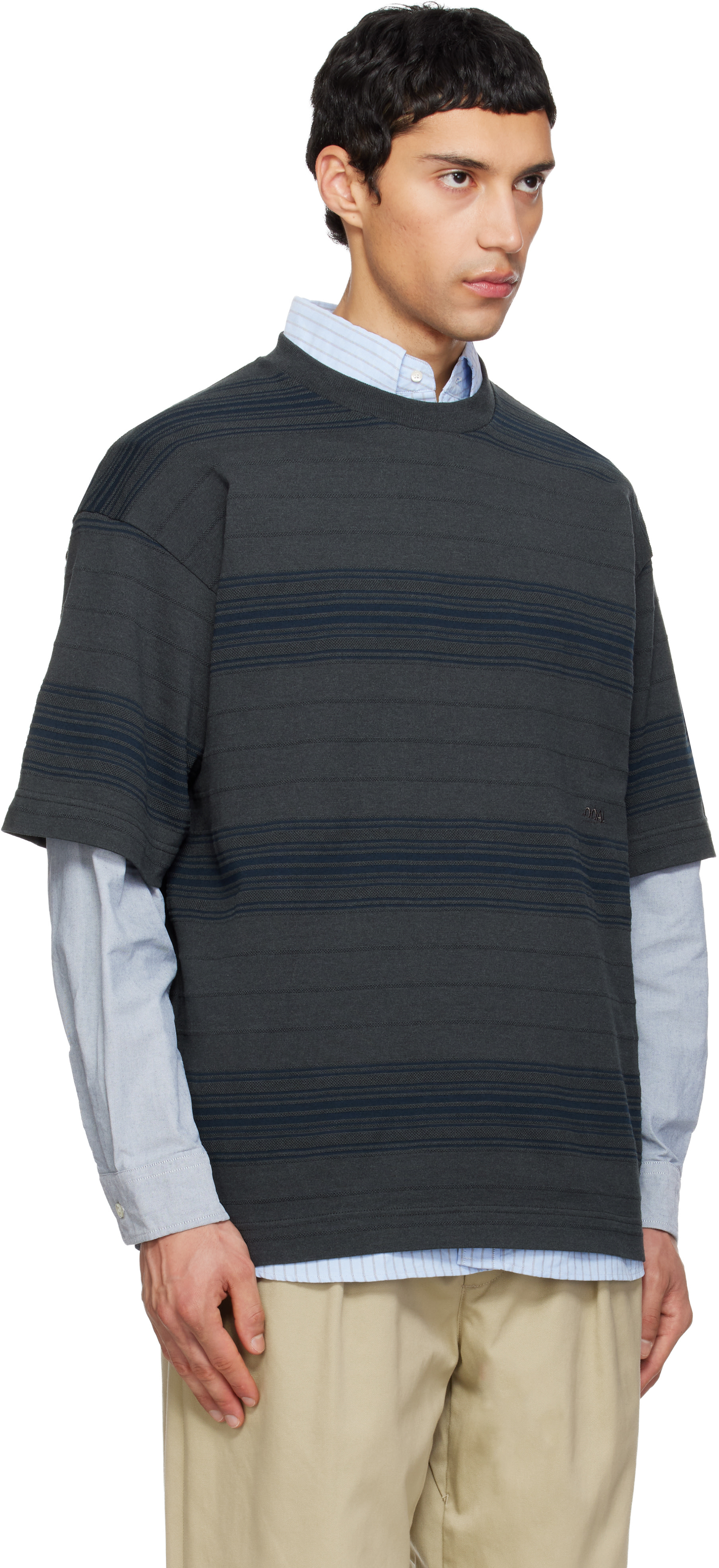 nanamica - Gray Stripe T-shirt