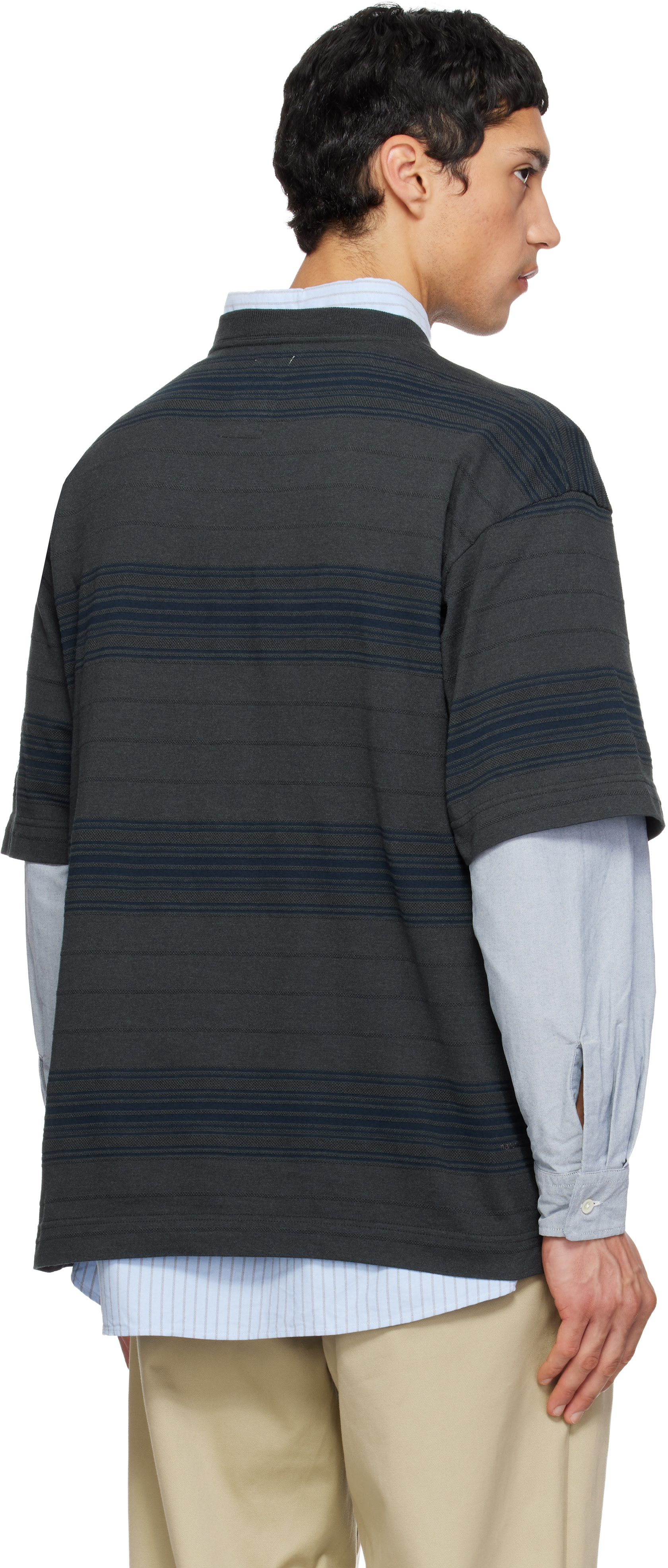 nanamica - Gray Stripe T-shirt