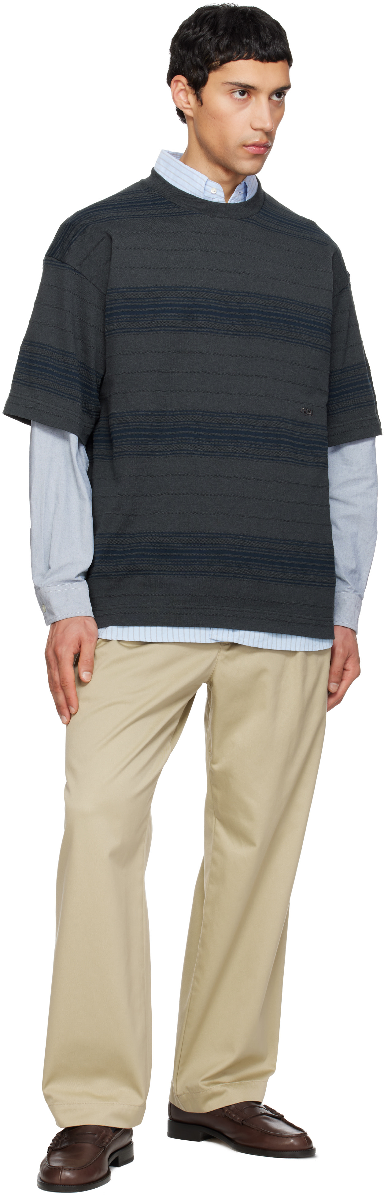 nanamica - Gray Stripe T-shirt