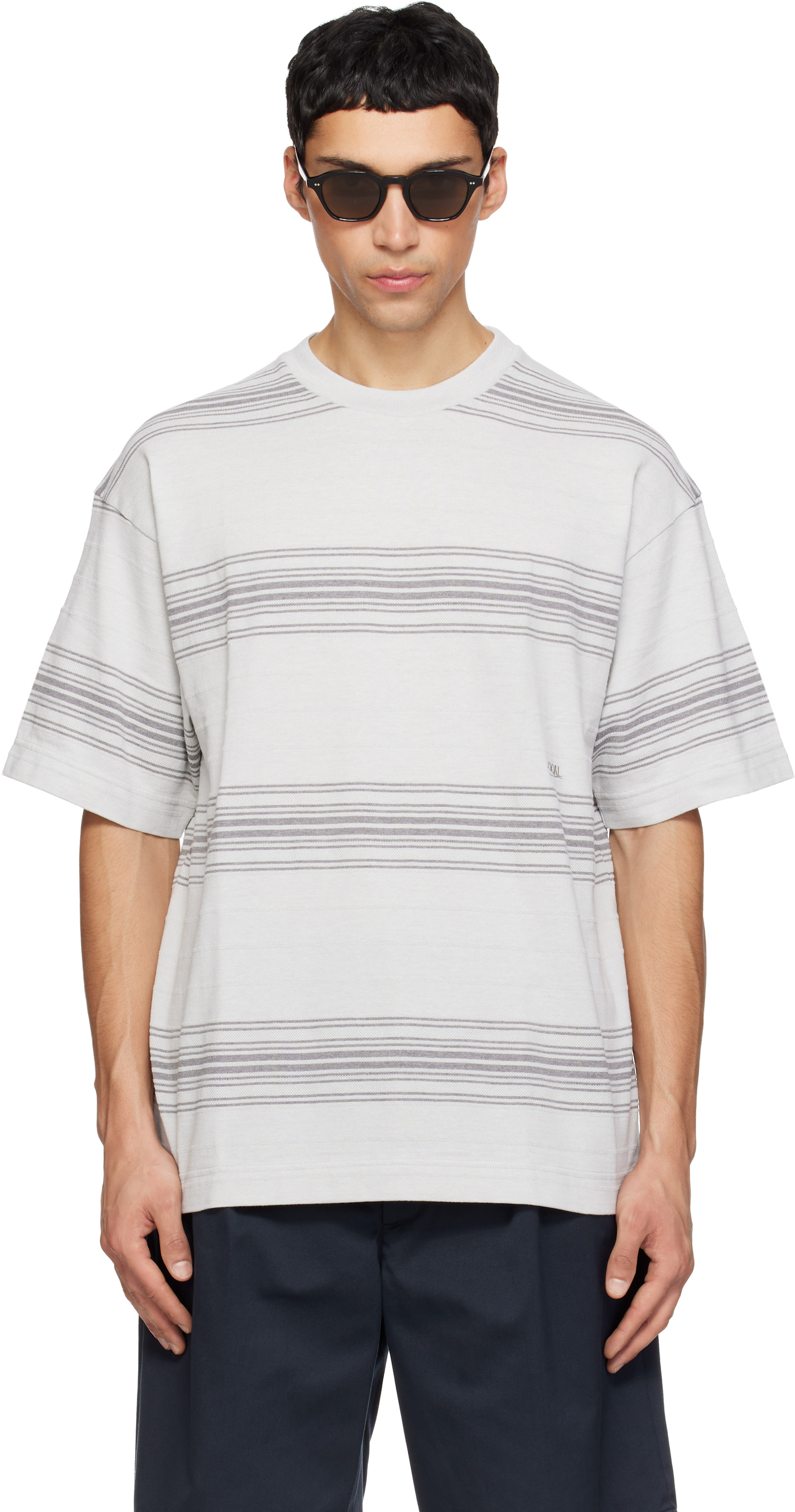 nanamica - Gray Stripe T-shirt