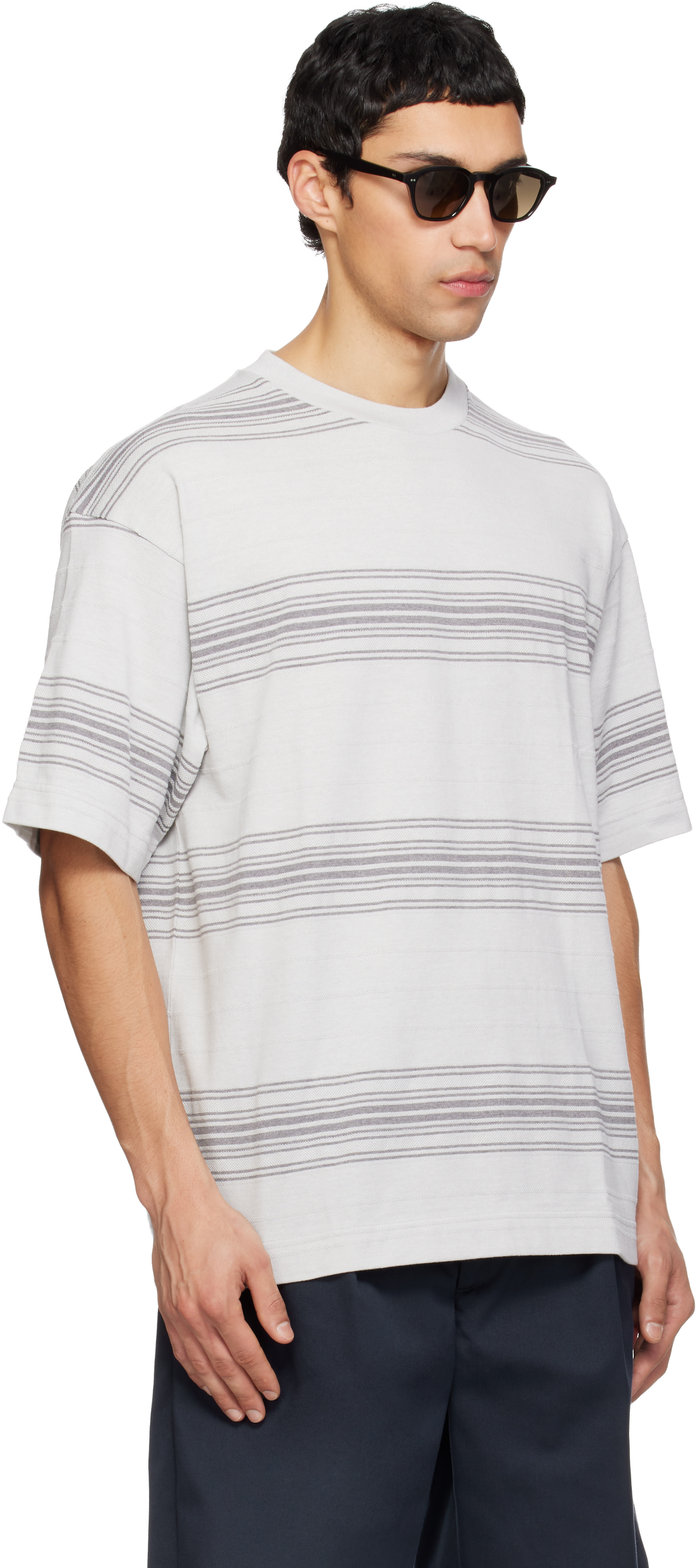 nanamica - Gray Stripe T-shirt