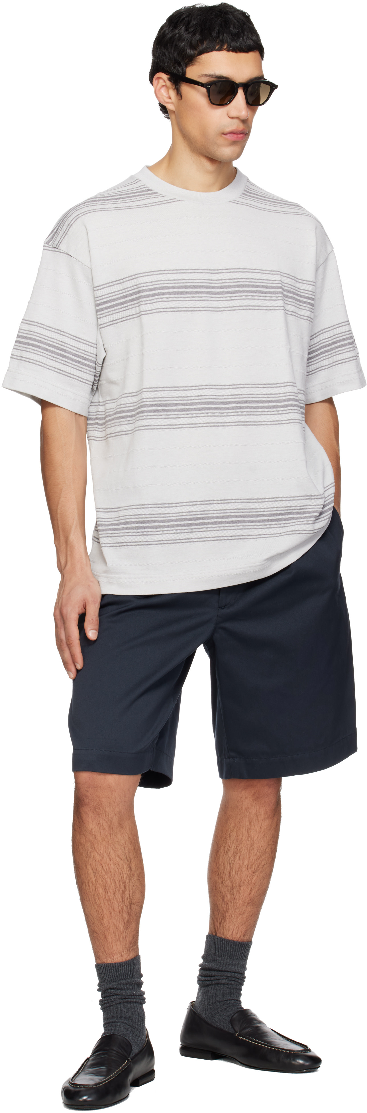 nanamica - Gray Stripe T-shirt