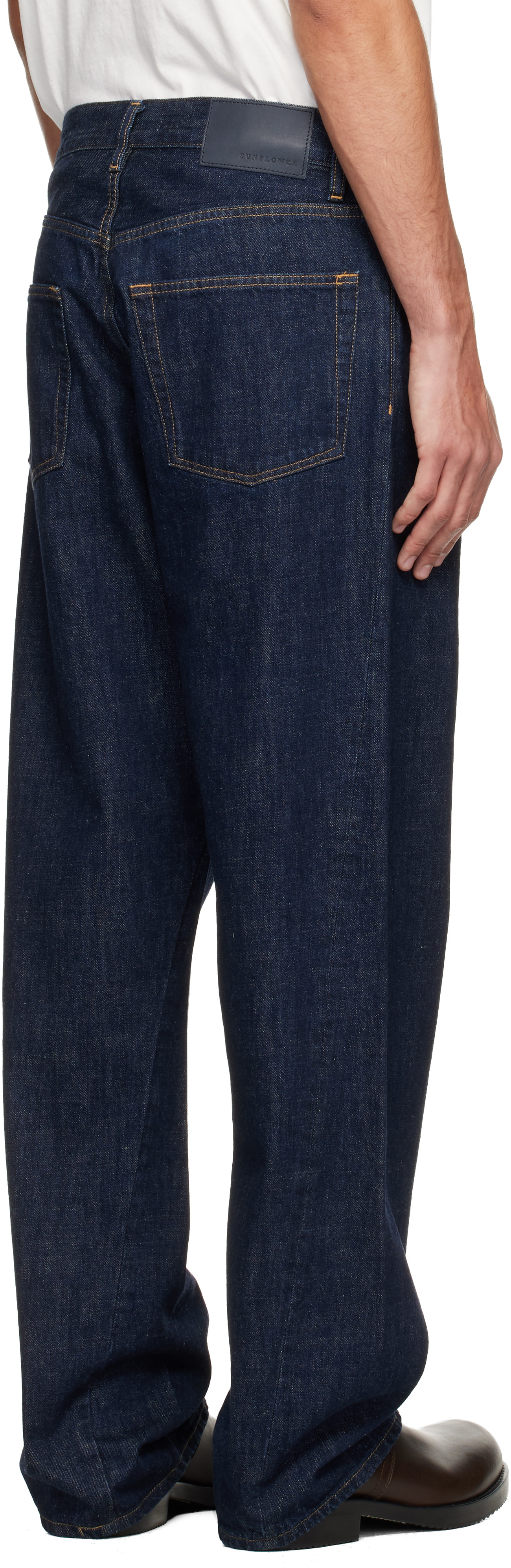 Sunflower: Blue Wide Twist Jeans | SSENSE