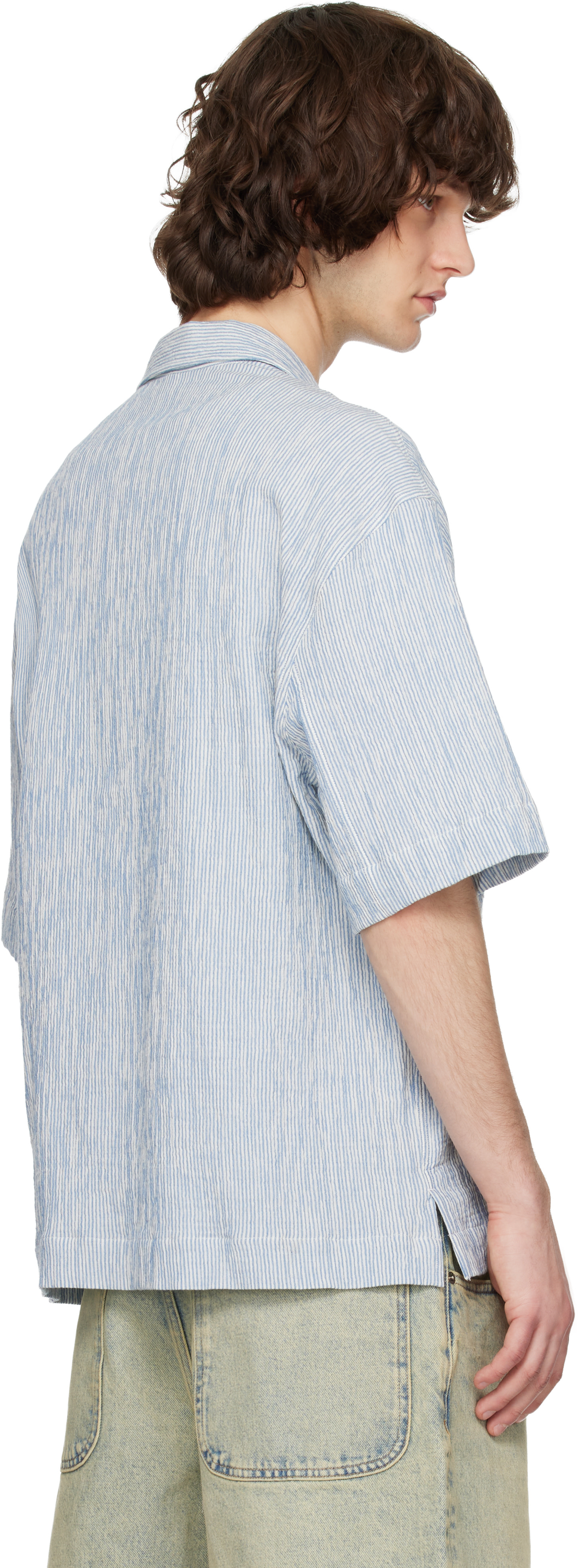 ADAM アダム　青い空 Sunflower: Blue & White Adam Shirt | SSENSE United Kingdom