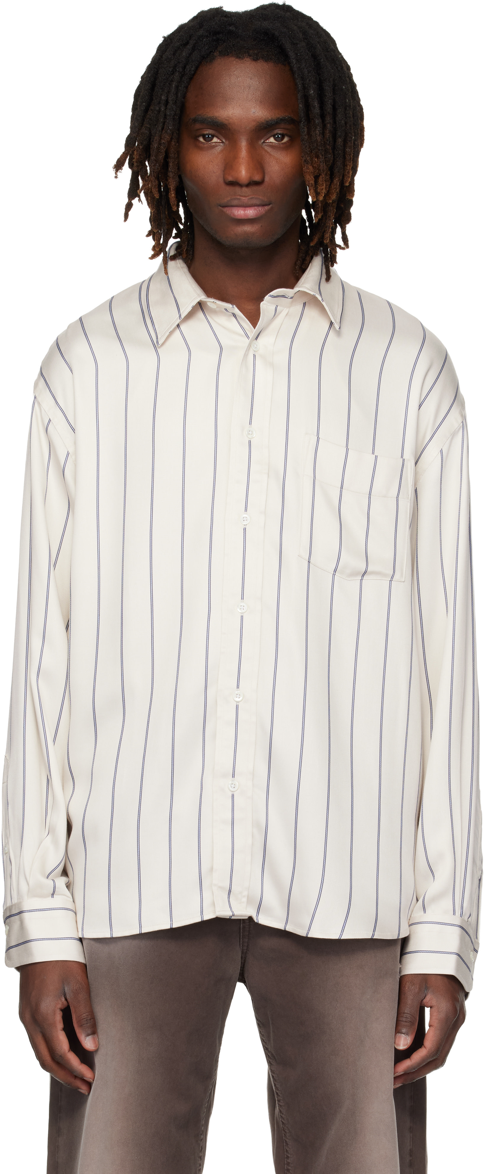 Sunflower - Beige & Blue New Base Fluid Shirt