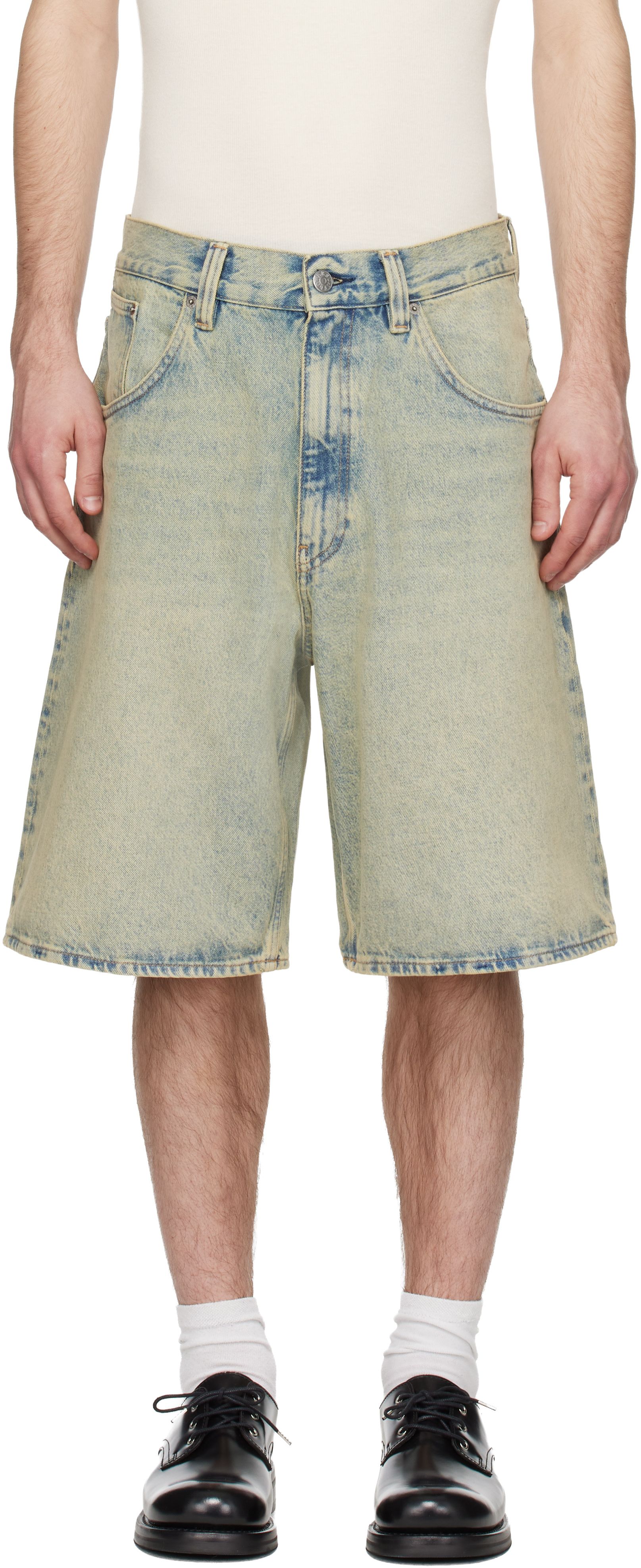 Sunflower - Short ample en denim bleu et jaune