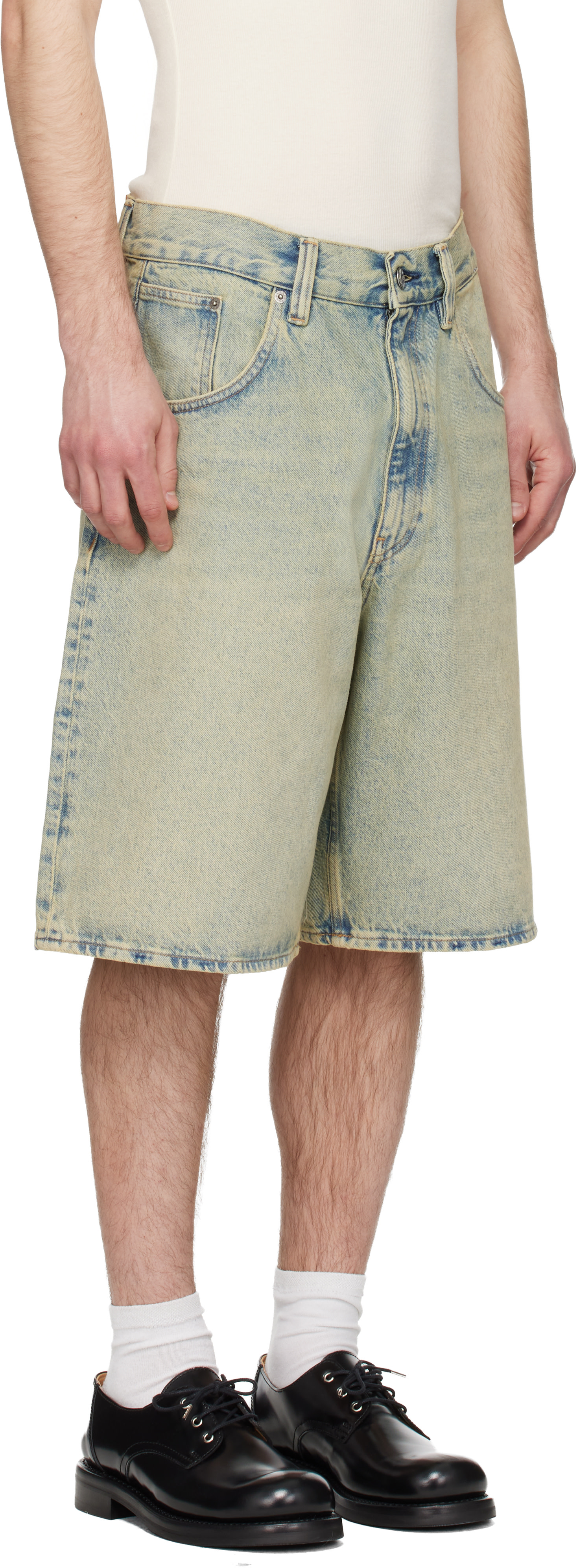 Sunflower - Short ample en denim bleu et jaune