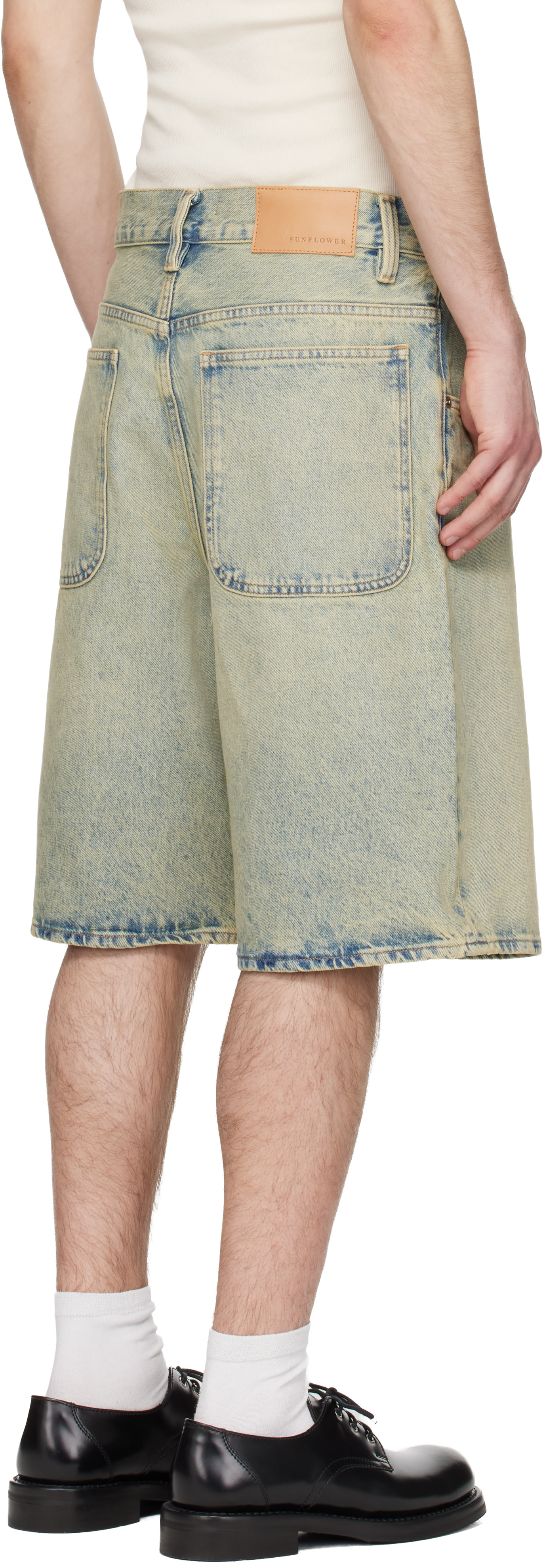 Sunflower - Short ample en denim bleu et jaune