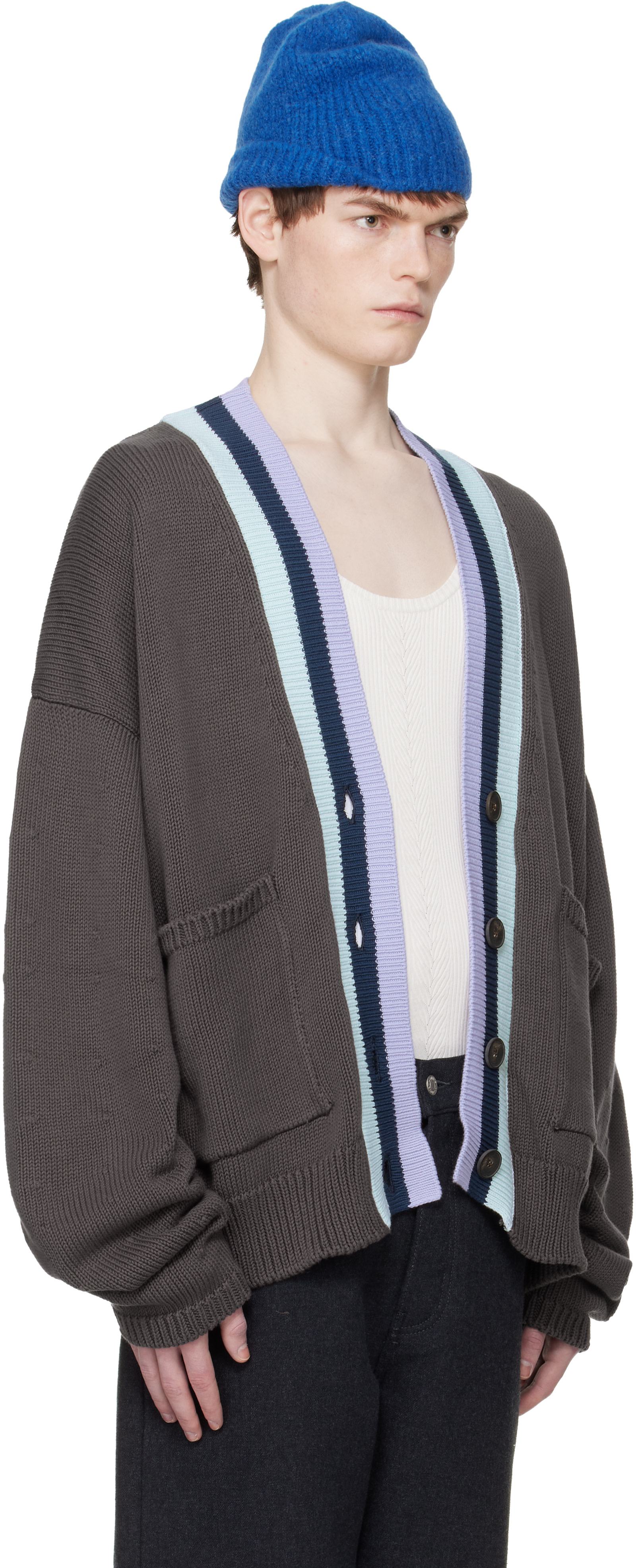 Edward Cuming: Brown Heart Throb Cardigan | SSENSE Taiwan