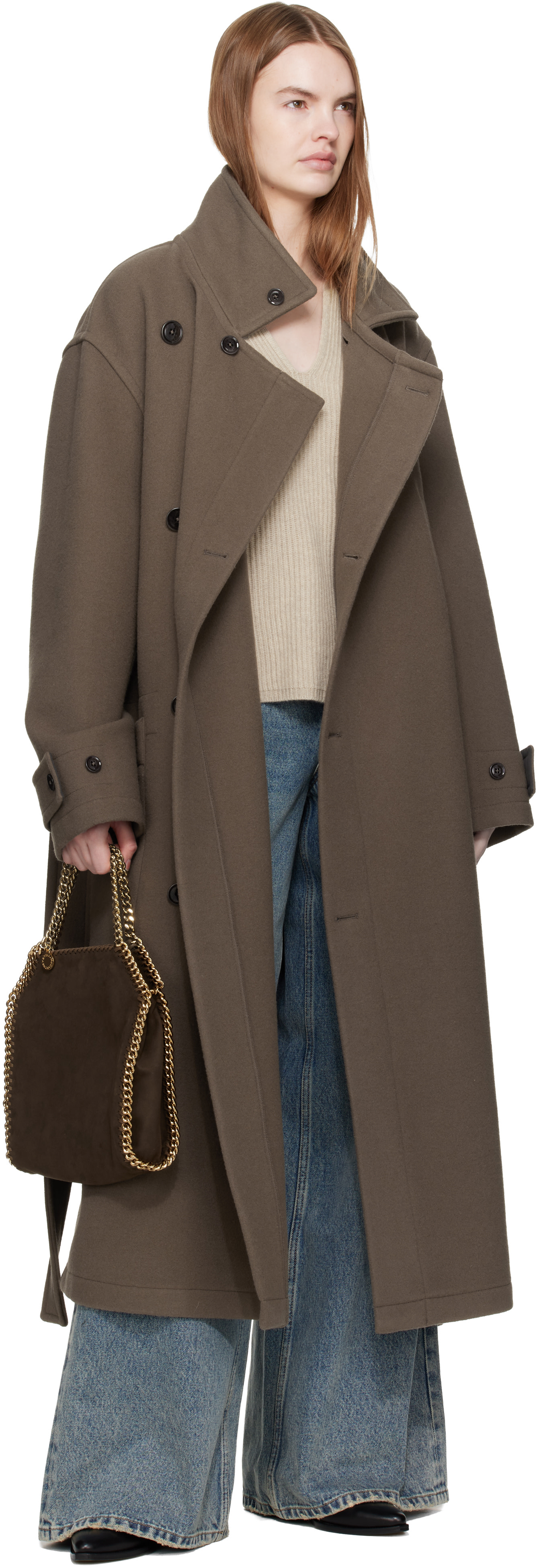 Stella McCartney: Brown Falabella Mini Suede Bag | SSENSE