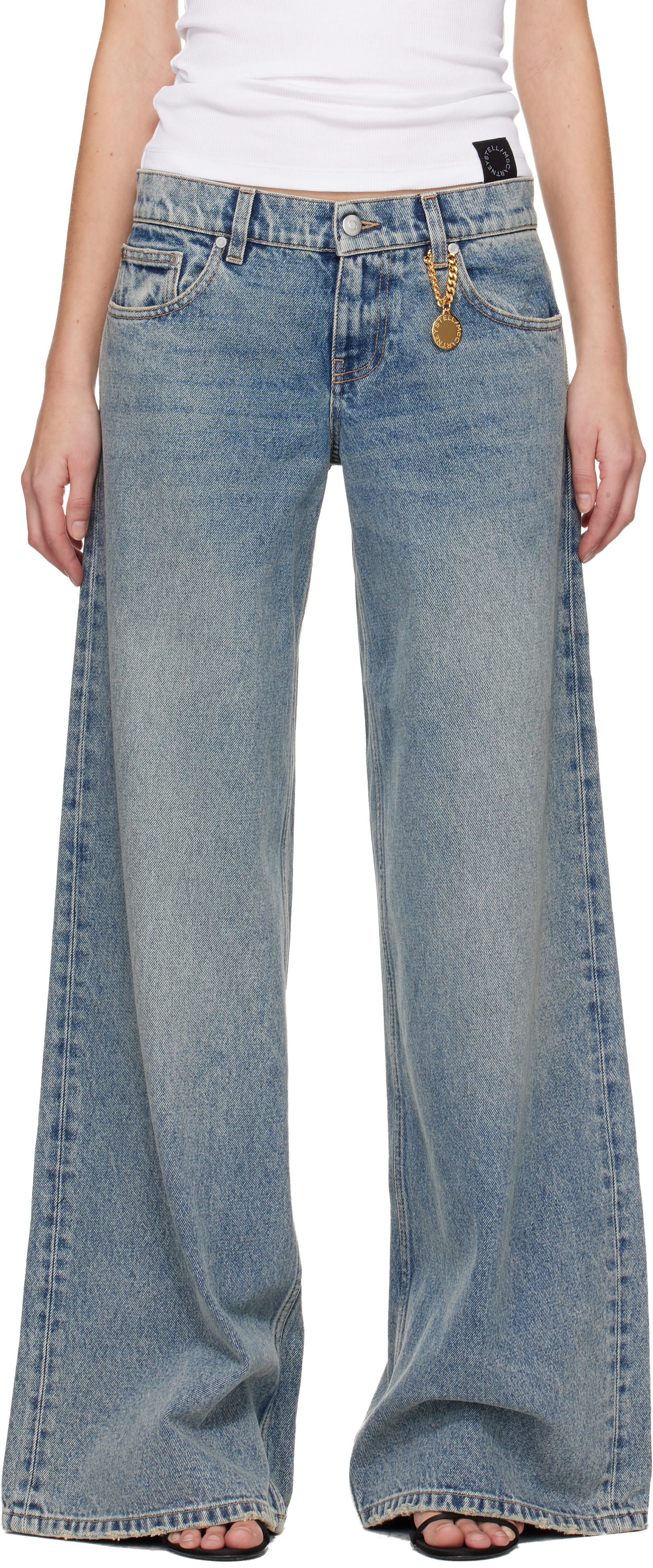 Stella McCartney - Jean ample bleu à effet délavé rétro