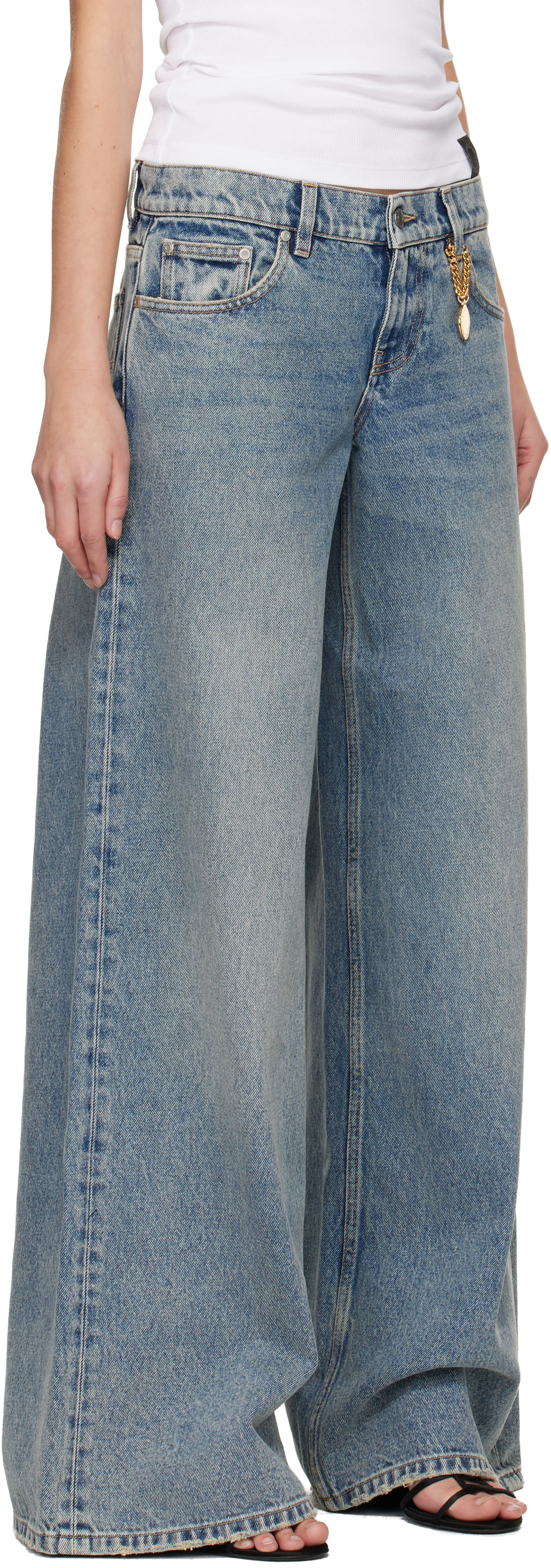 Stella McCartney - Jean ample bleu à effet délavé rétro