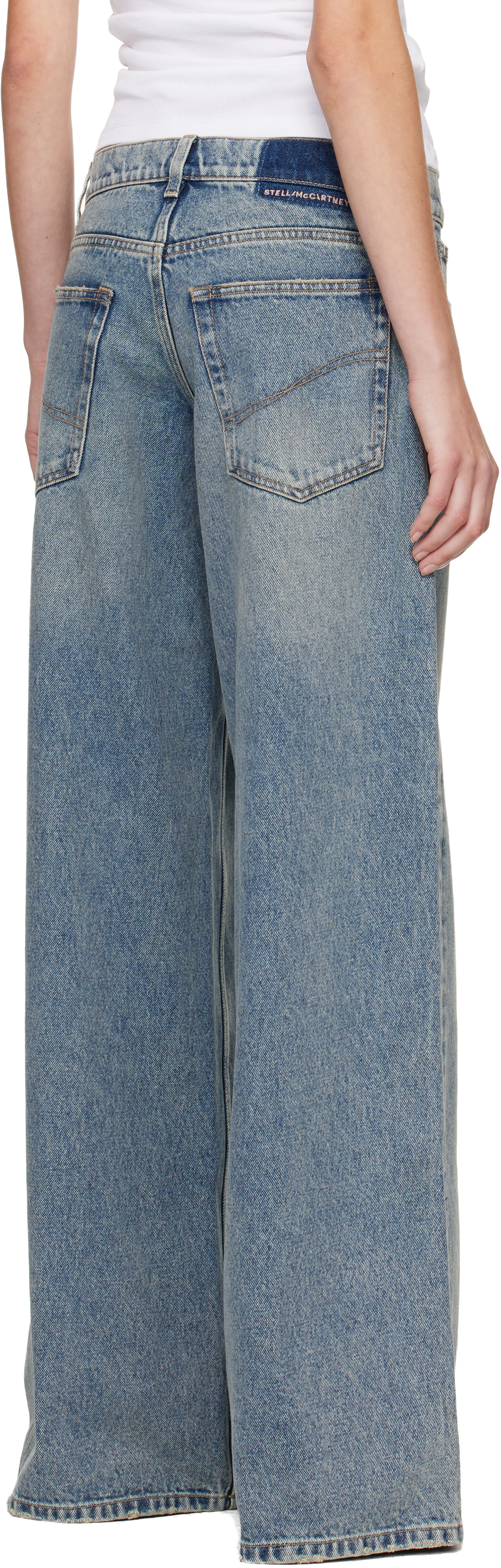 Stella McCartney: ブルー Vintage Wash ワイドレッグ ジーンズ