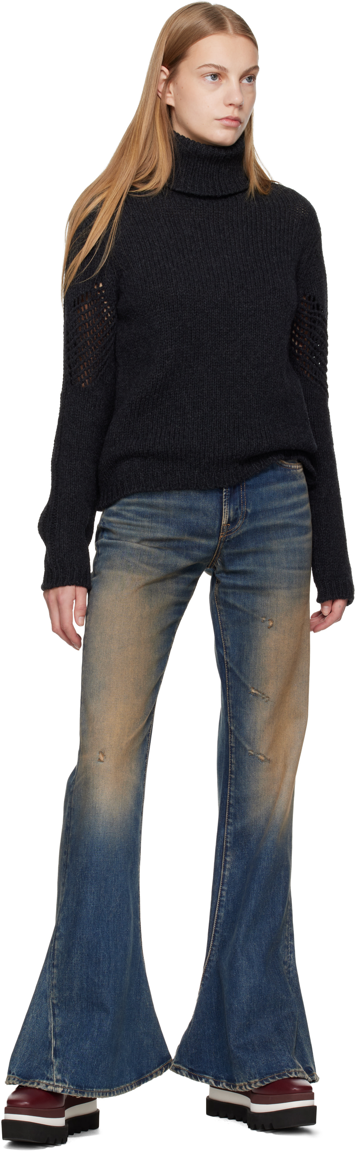 Stella McCartney - Baskets Sneak-Elyse bourgogne à plateforme