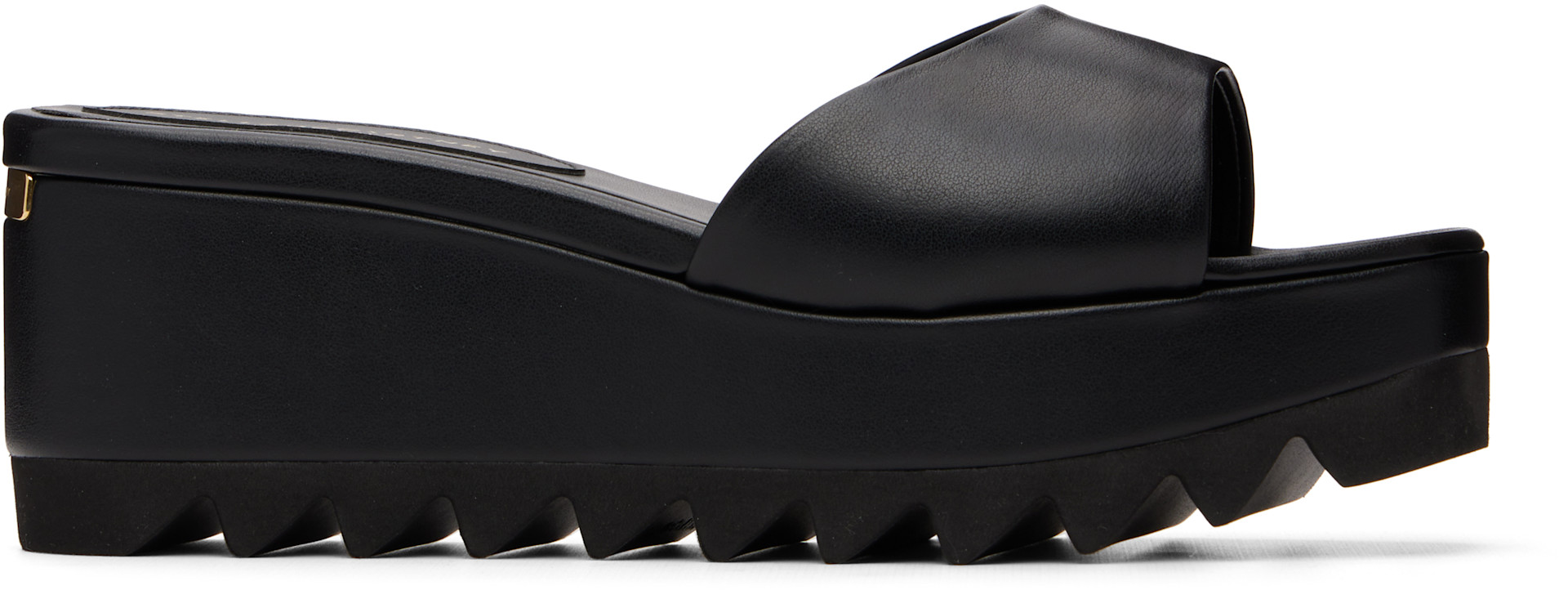 Stella McCartney: Black Sneak-Elyse Wedge Slide Sandals | SSENSE