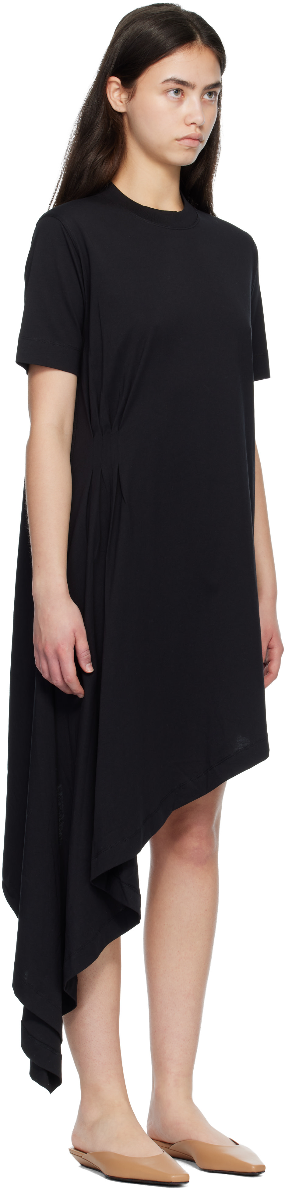 asymmetric t shirt dress Asymmetric Midi T-Shirt Dress - Light Grey