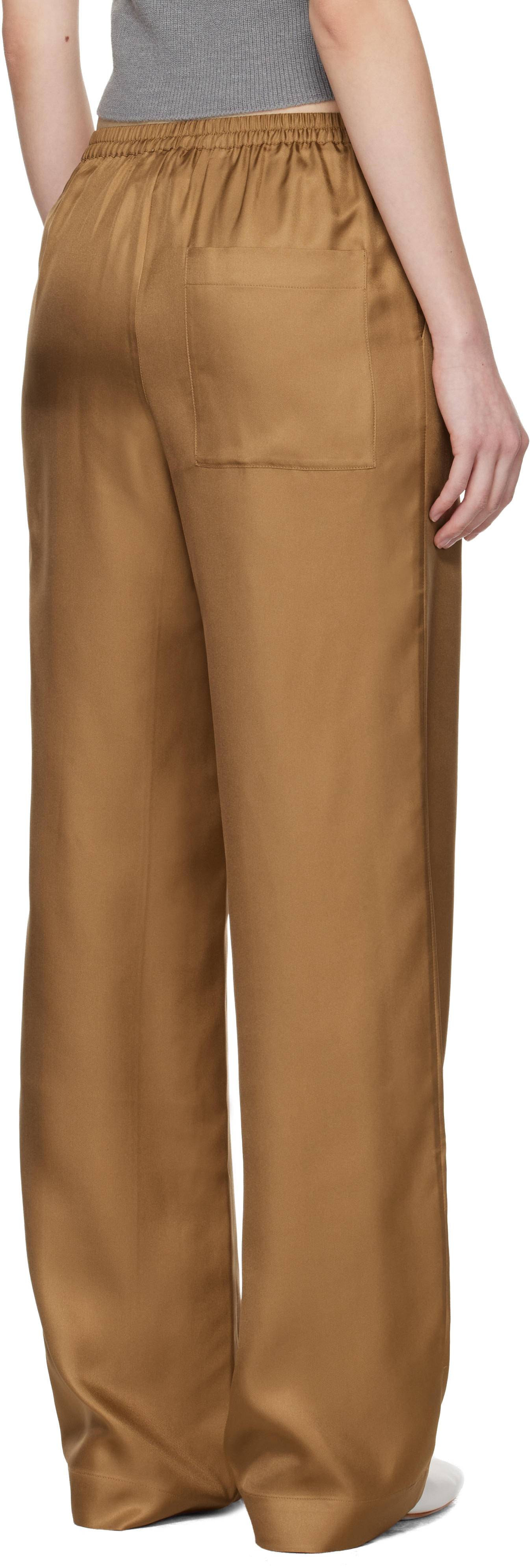 Loulou de Saison: Brown Alera LDS Silk Twill Trousers | SSENSE