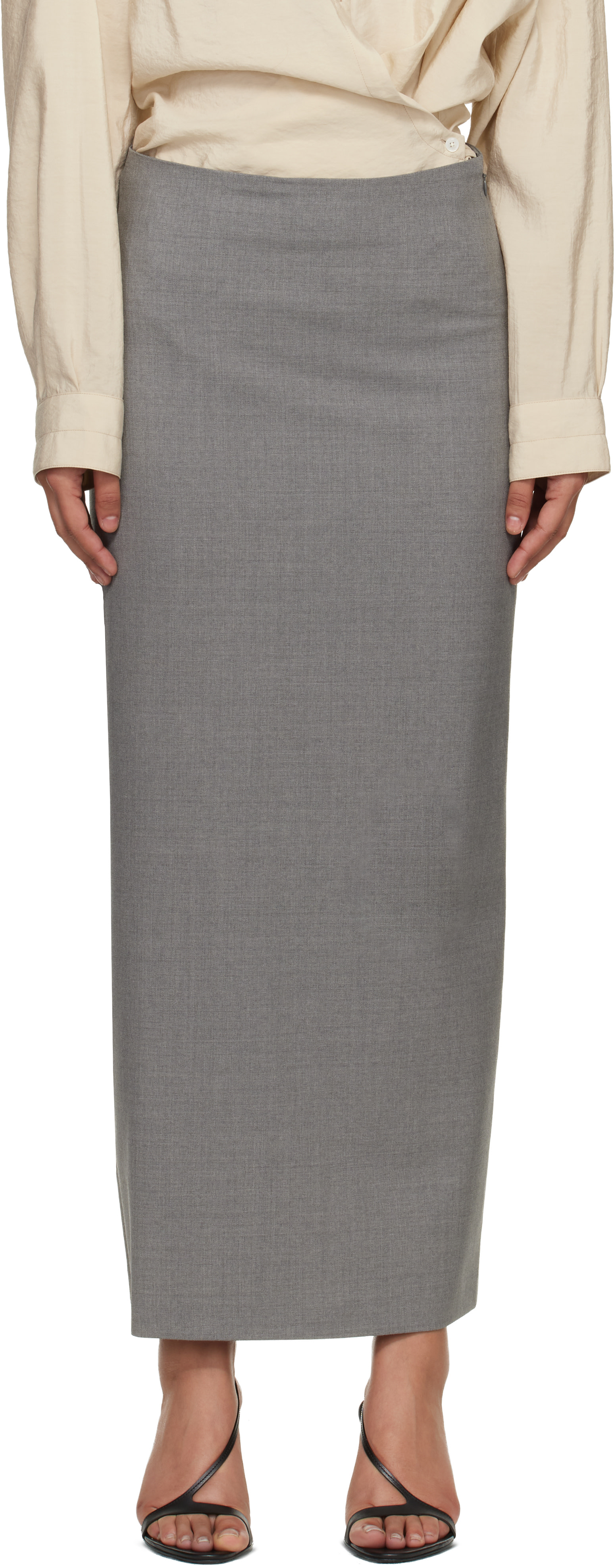 Loulou de Saison: Gray Samos LDS Grain de Poudre Maxi Skirt | SSENSE