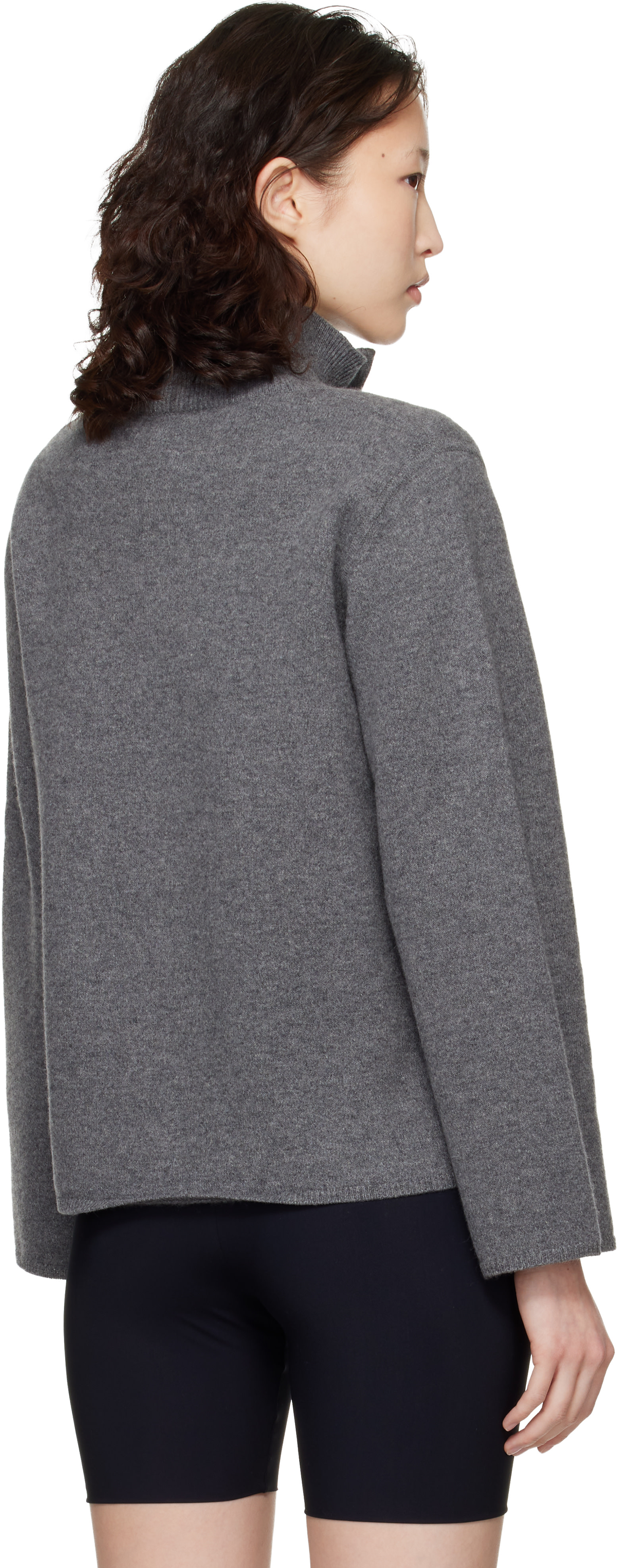 Loulou de Saison - Pull Gabi gris en cachemire à glissière