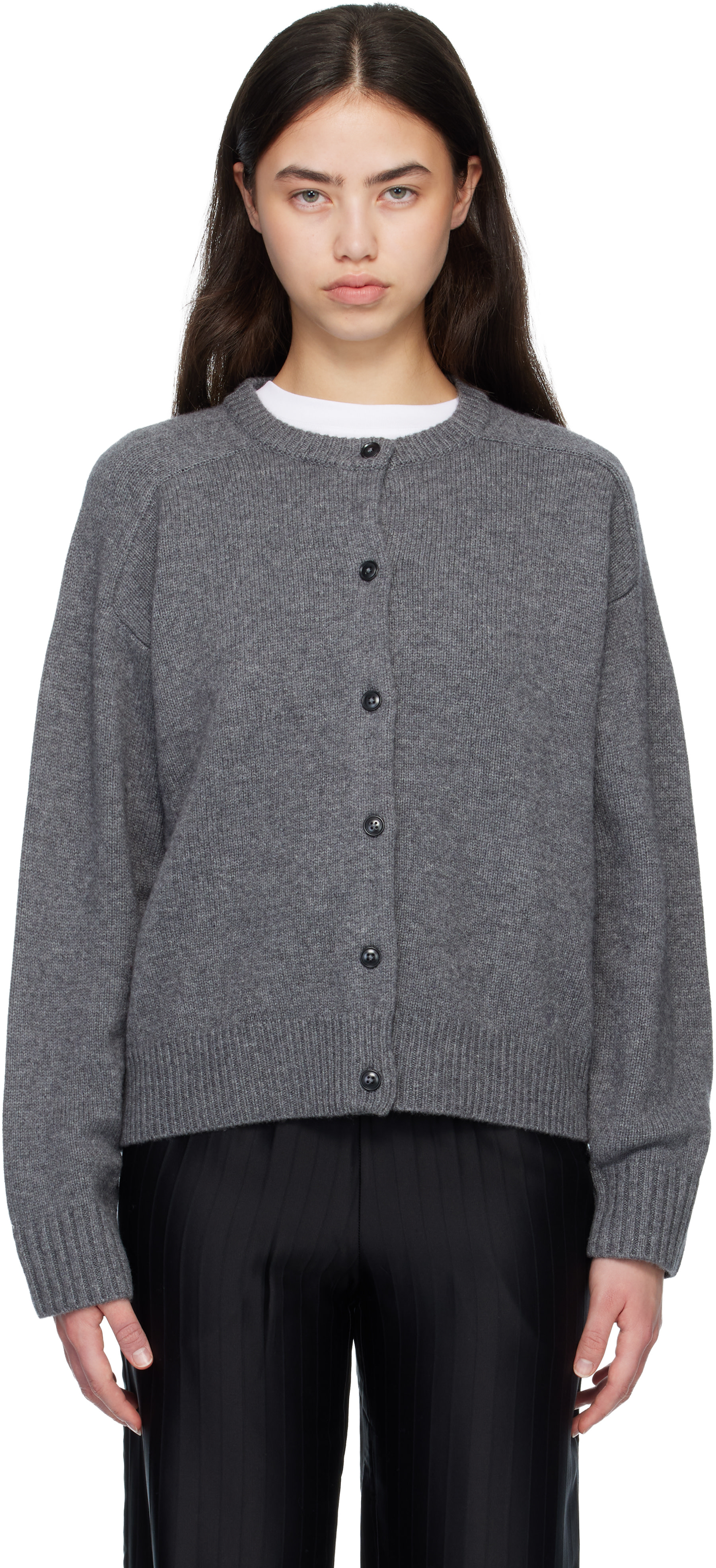 Loulou de Saison: Gray AIDAR LDS Wool Cashmere Cardigan | SSENSE