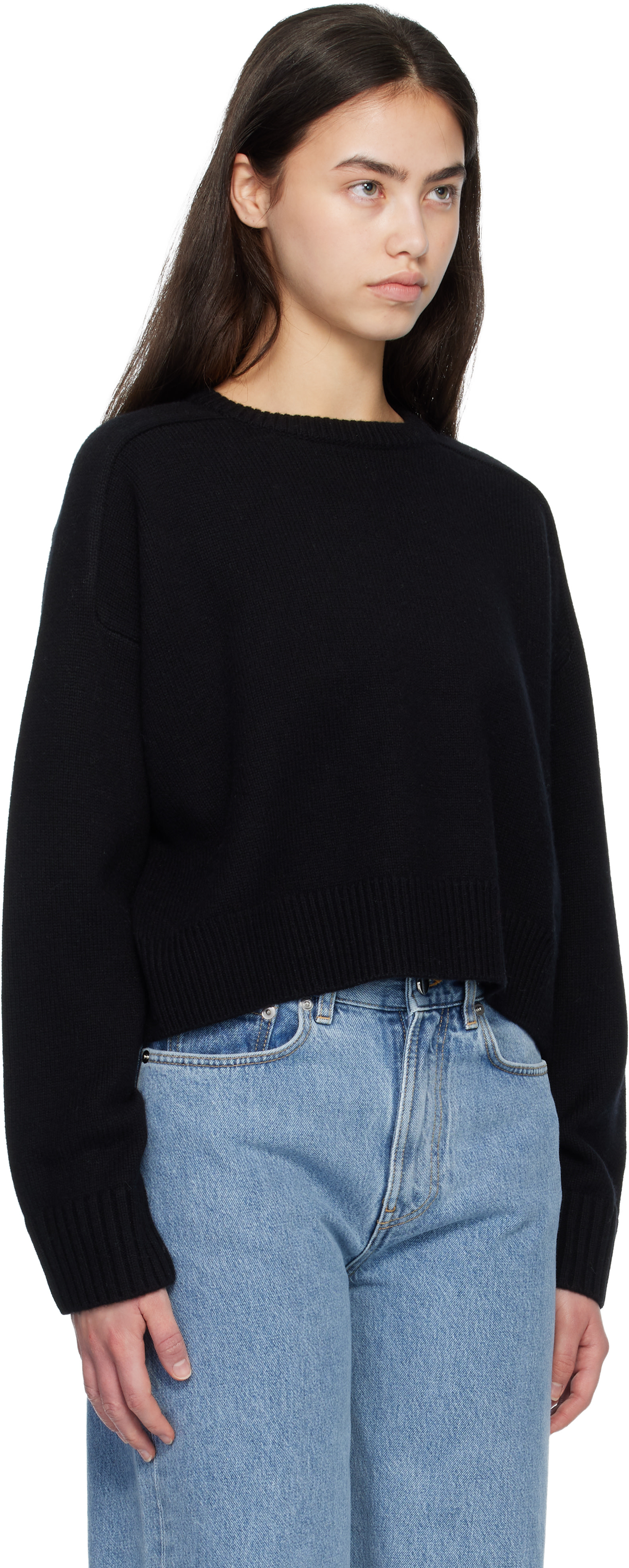 Loulou de Saison - Pull écourté BRUZZI noir à logo