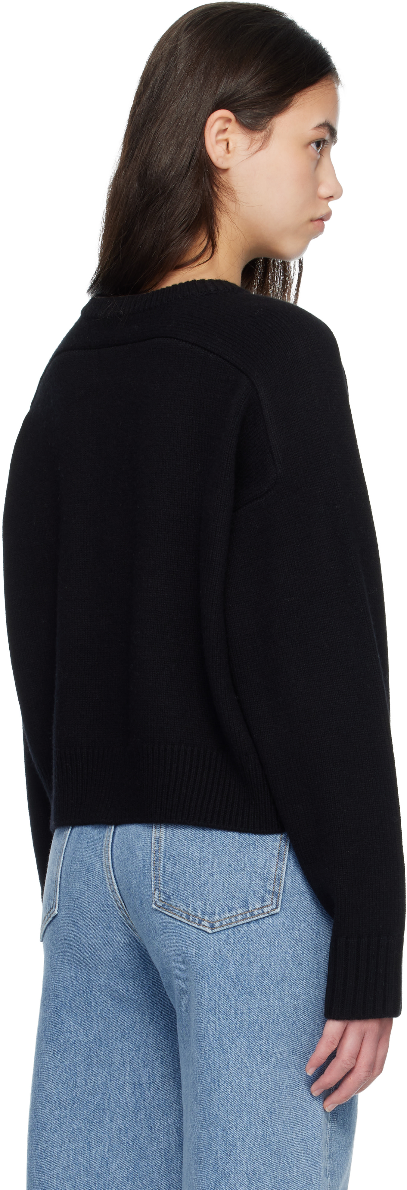 Loulou de Saison - Pull écourté BRUZZI noir à logo