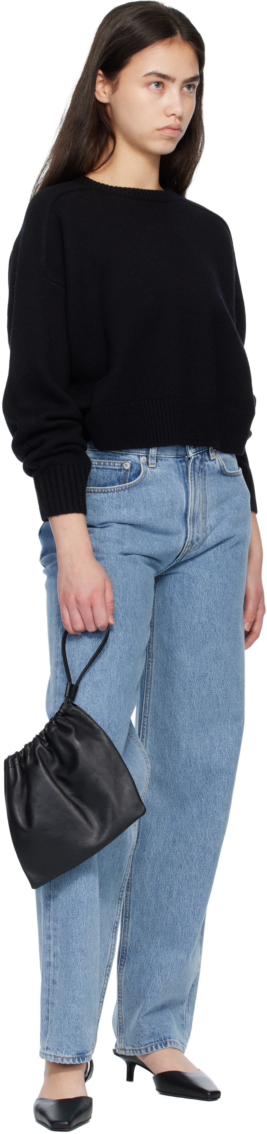 Loulou de Saison - Pull écourté BRUZZI noir à logo