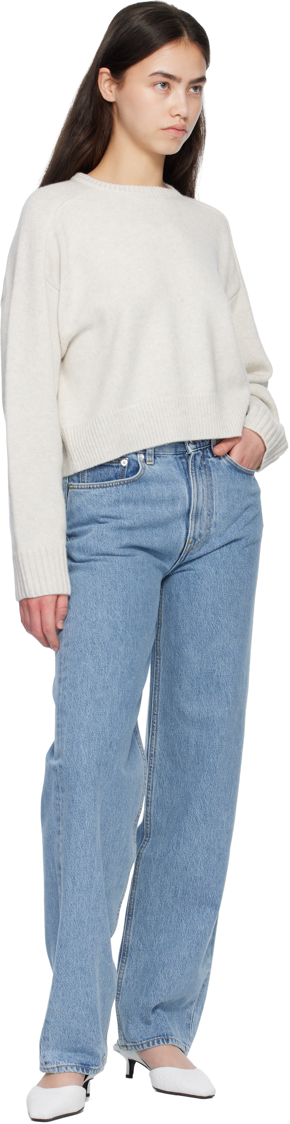 Loulou de Saison - Pull écourté BRUZZI gris à logo