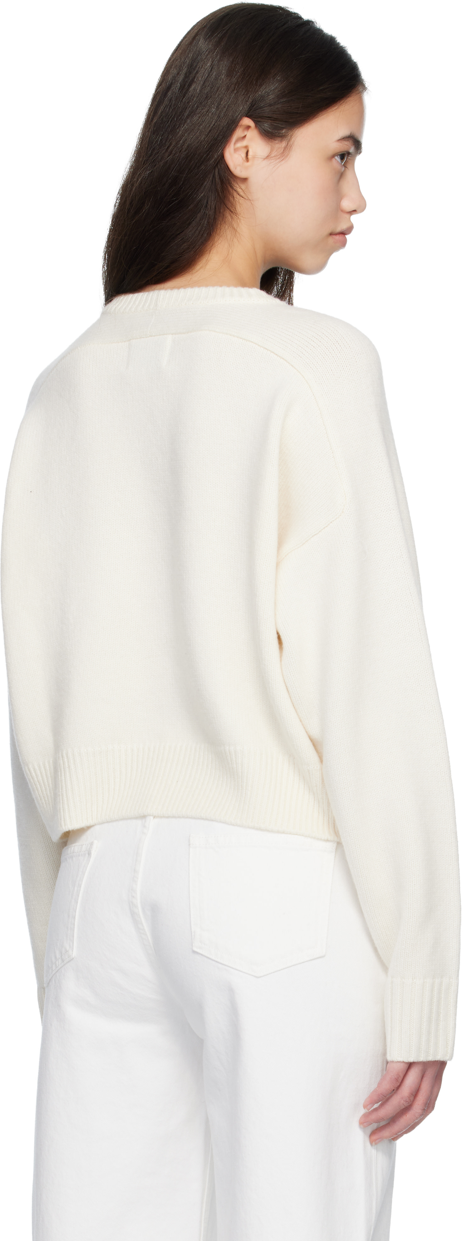 Loulou de Saison - Pull écourté BRUZZI blanc cassé à logo