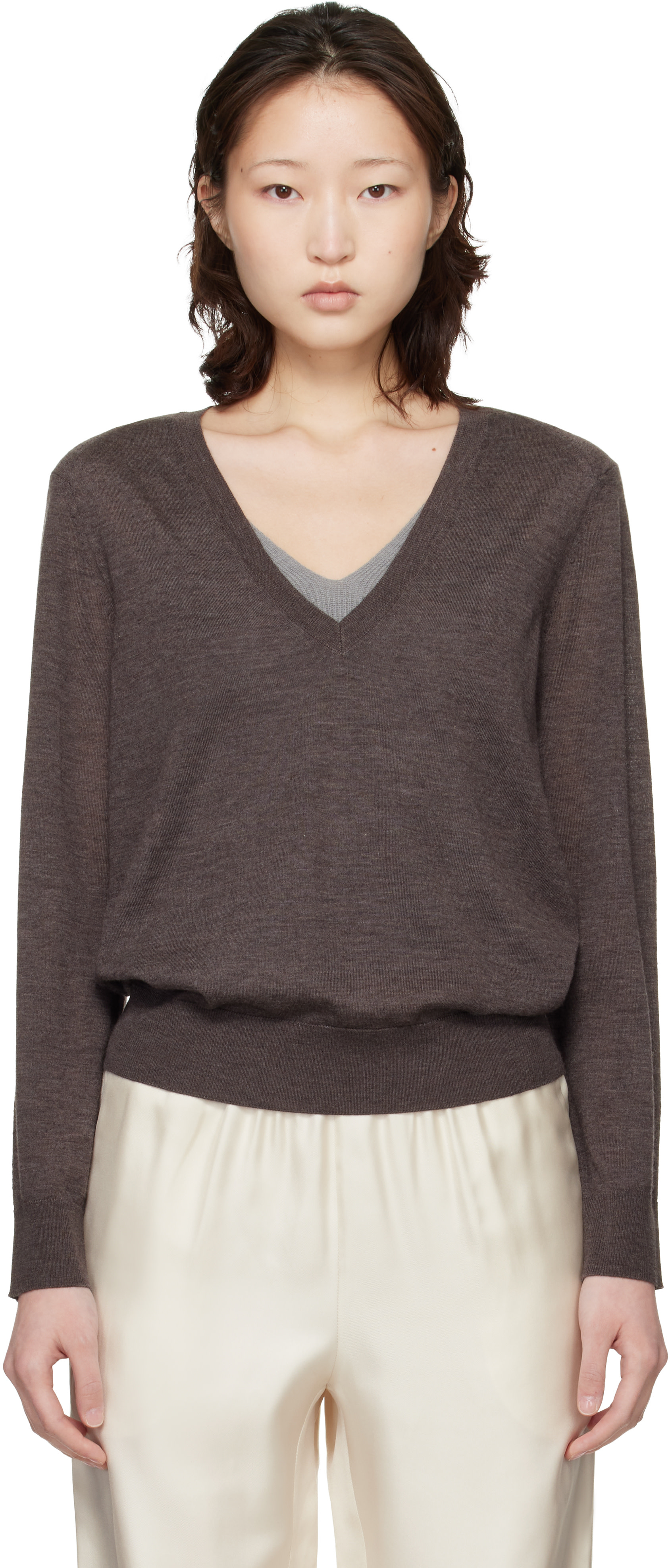 Loulou de Saison - Pull Julio LDS brun en cachemire