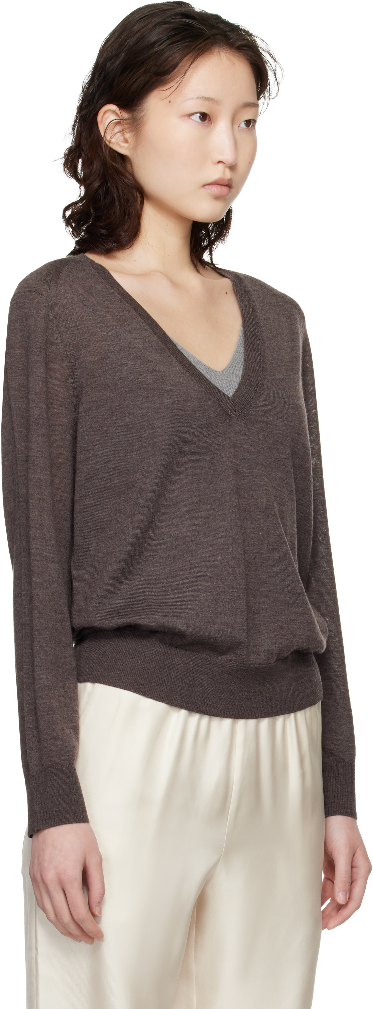 Loulou de Saison - Pull Julio LDS brun en cachemire