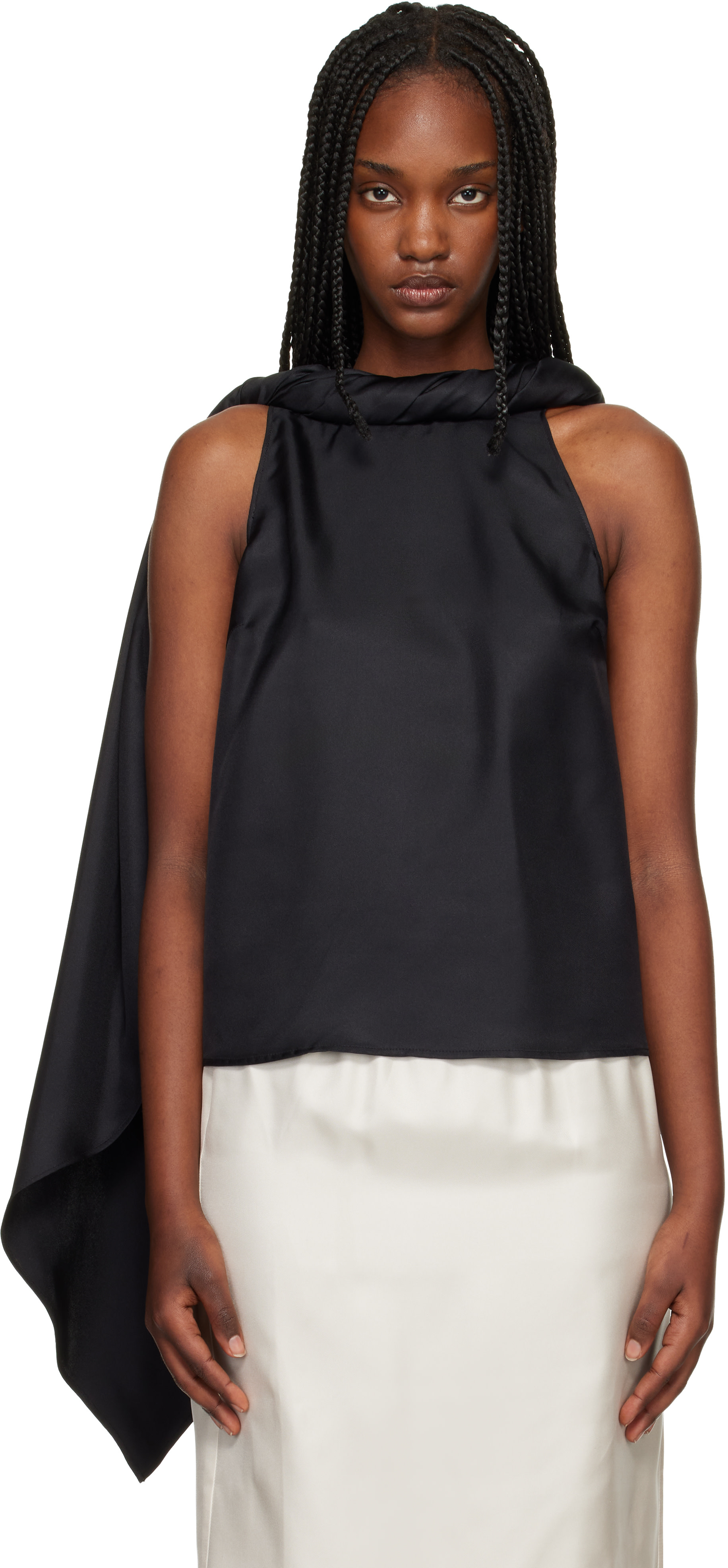 Black Wilma Twisted Collar Blouse