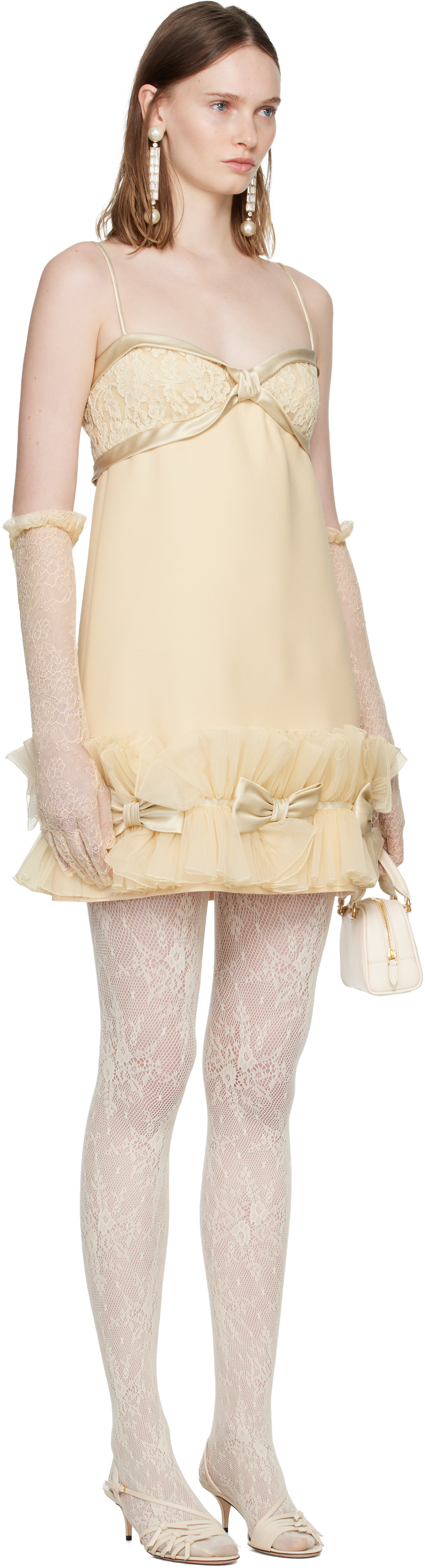 valentino lace mini dress Valentino Beige Silk Minidress