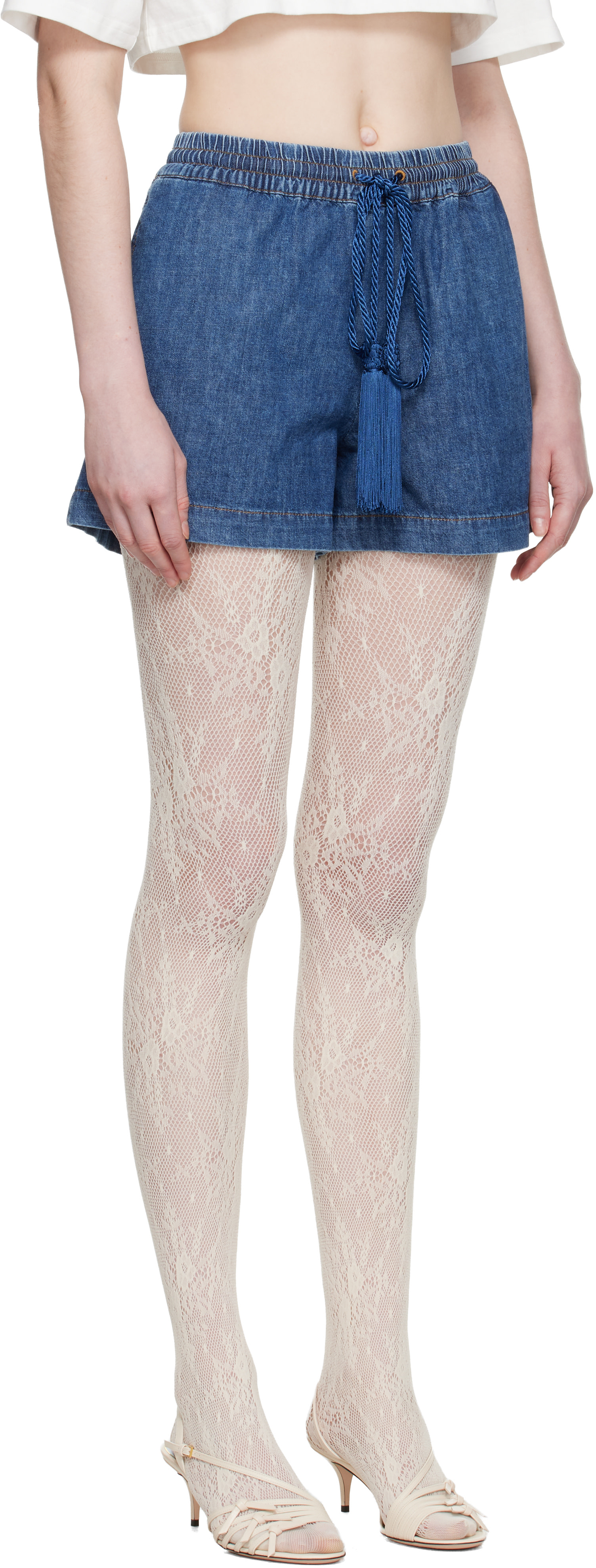 Valentino - Short bleu en chambray