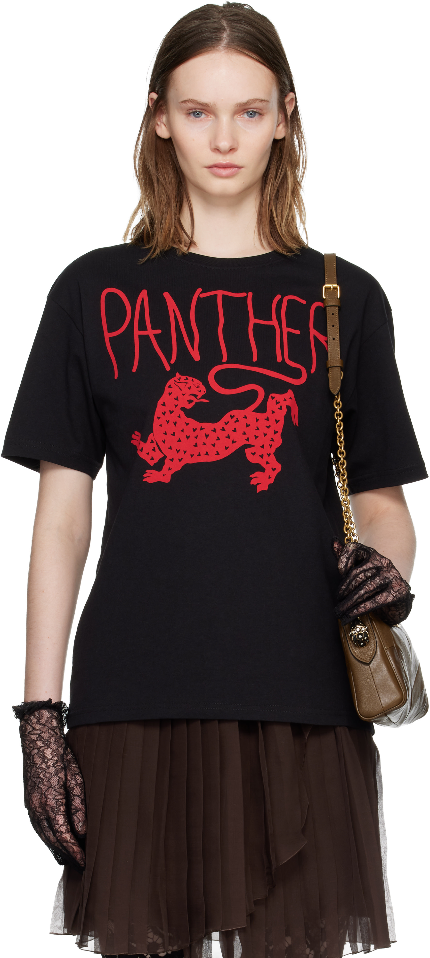 Valentino: ブラック プリント コットン Tシャツ | SSENSE 日本