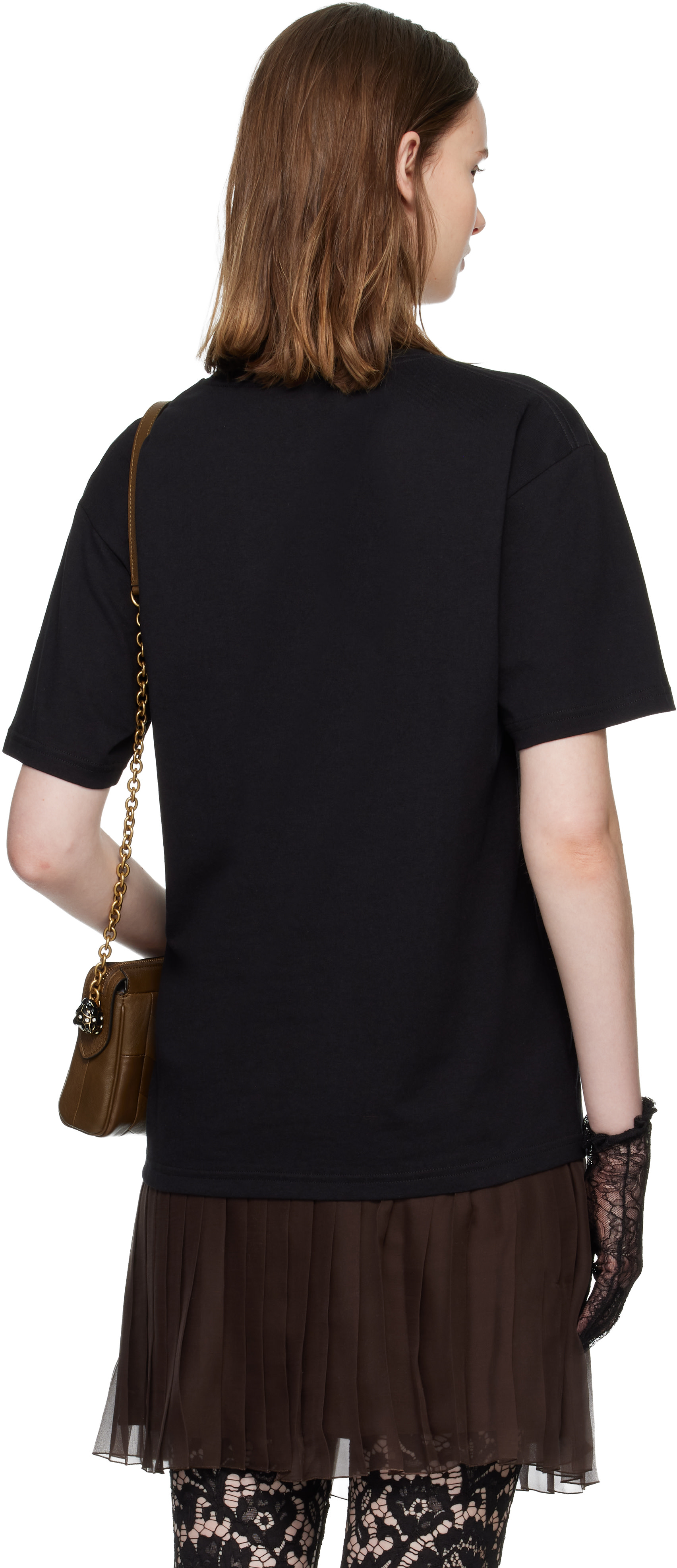 Valentino: ブラック プリント コットン Tシャツ | SSENSE 日本