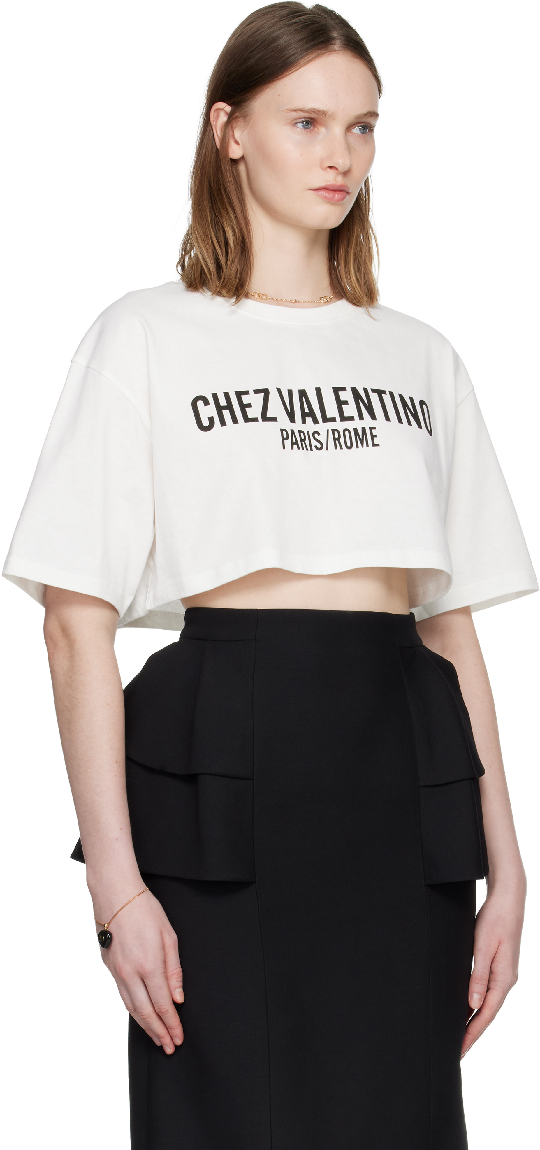 Valentino: White 'Chez Valentino' T-shirt | SSENSE