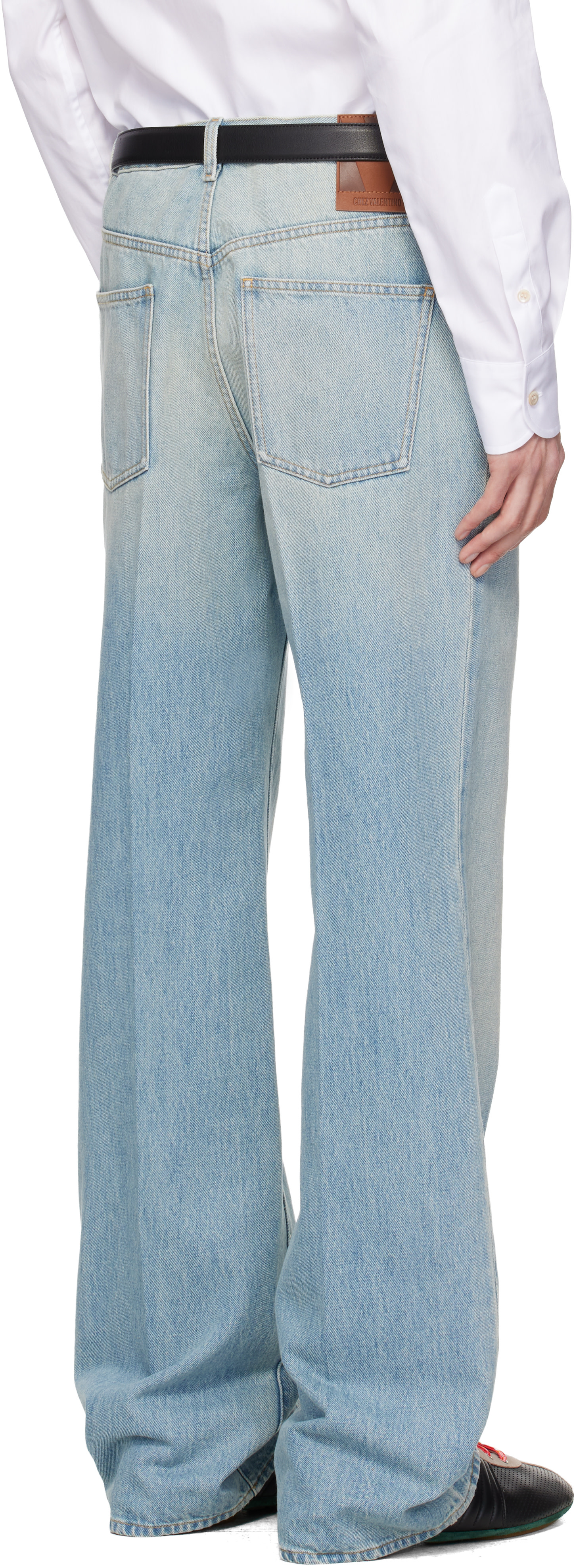Valentino - Jean droit bleu à plis