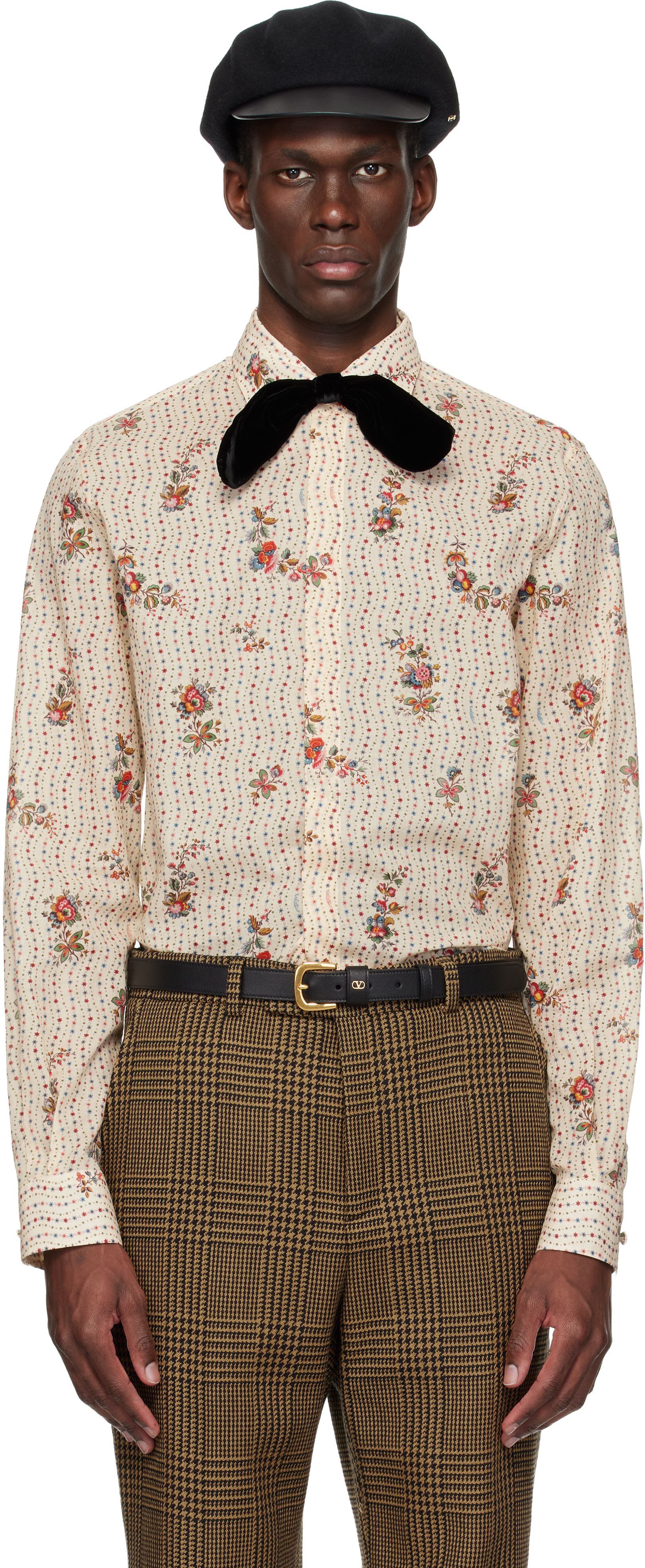 Valentino: Beige Papier Floral Shirt | SSENSE