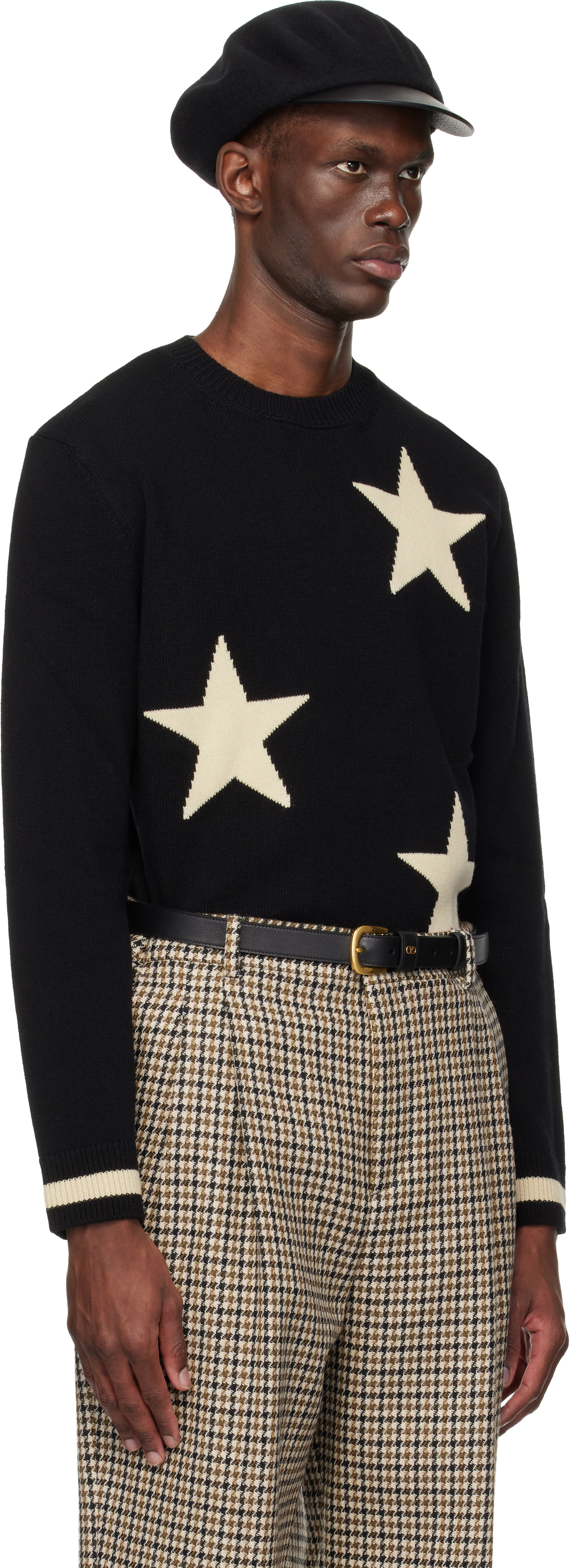 Valentino: ブラック Stars VLogo クルーネックセーター | SSENSE 日本