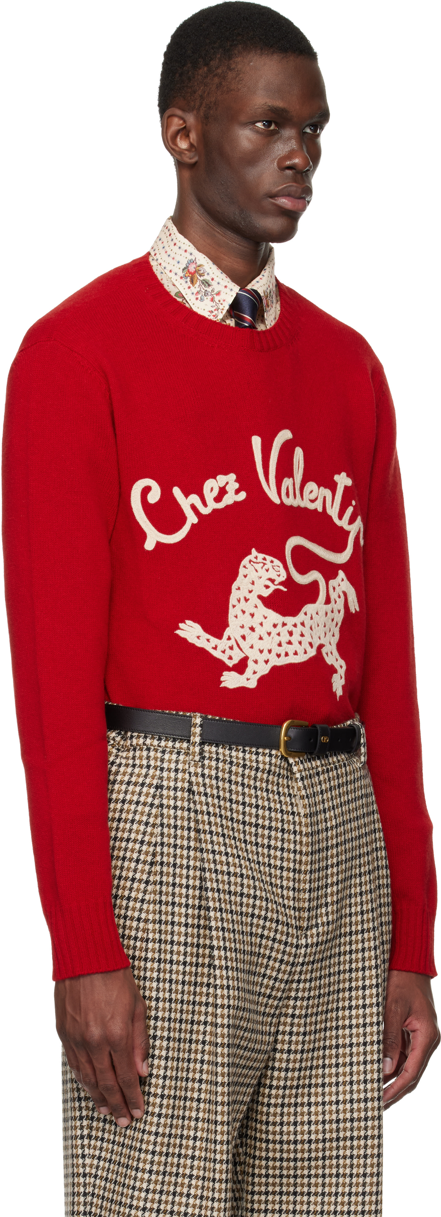 【新品未使用】RED VALENTINO　カットソー　ニット　明日香キララ Valentino: Red Wool 'Chez Valentino' Panther Embroidery Sweater