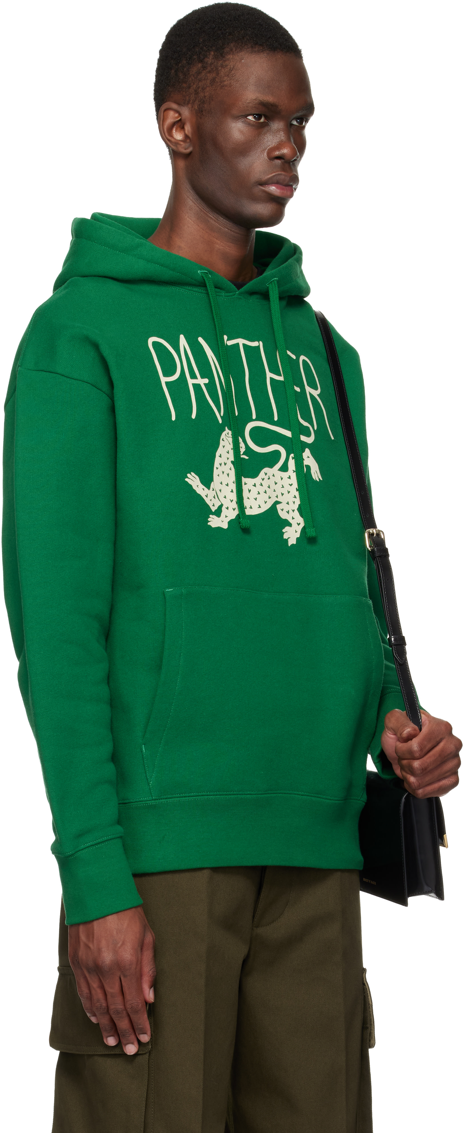 Valentino - Pull à capuche 'Panther' vert en coton