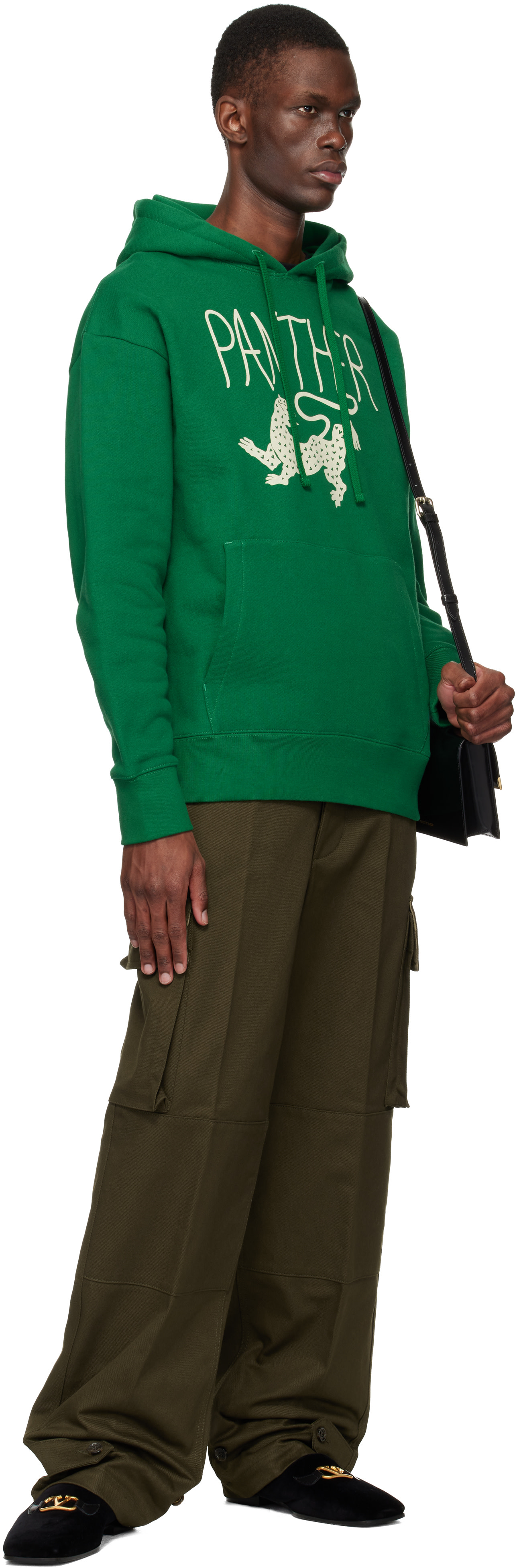 Valentino - Pull à capuche 'Panther' vert en coton