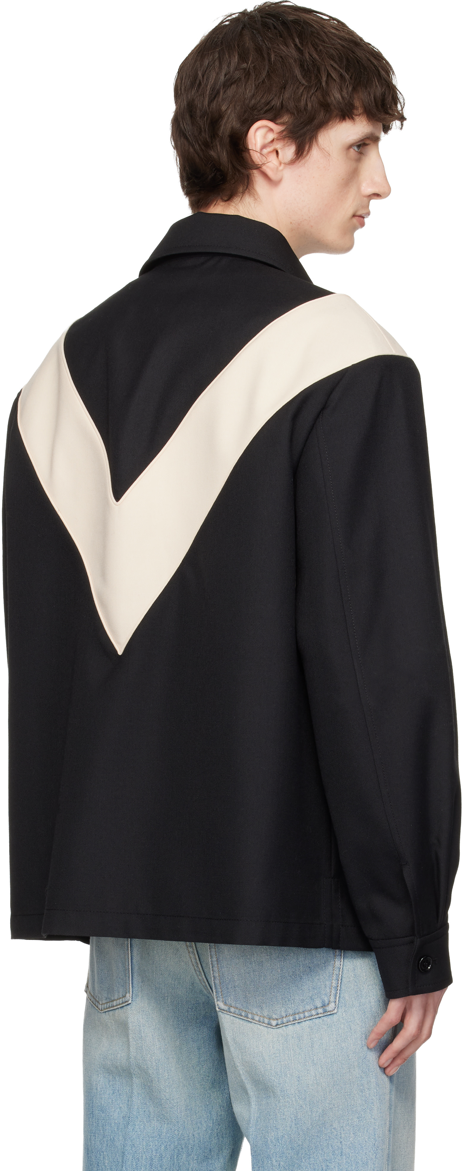 Valentino: ブラック VLogo Signature Diagonal Wool ジャケット