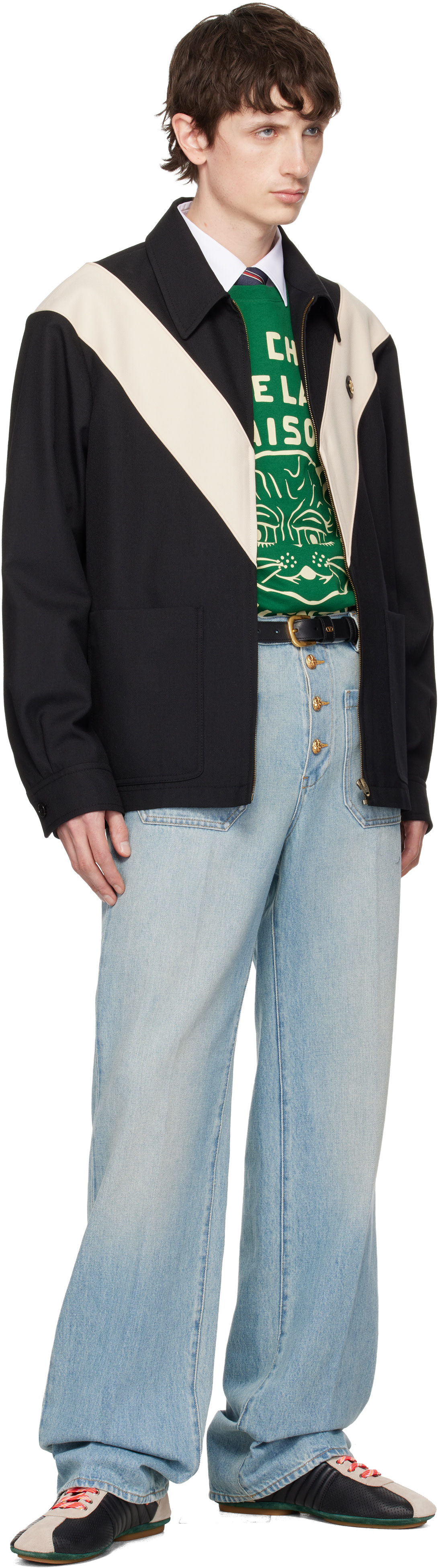 Valentino: ブラック VLogo Signature Diagonal Wool ジャケット