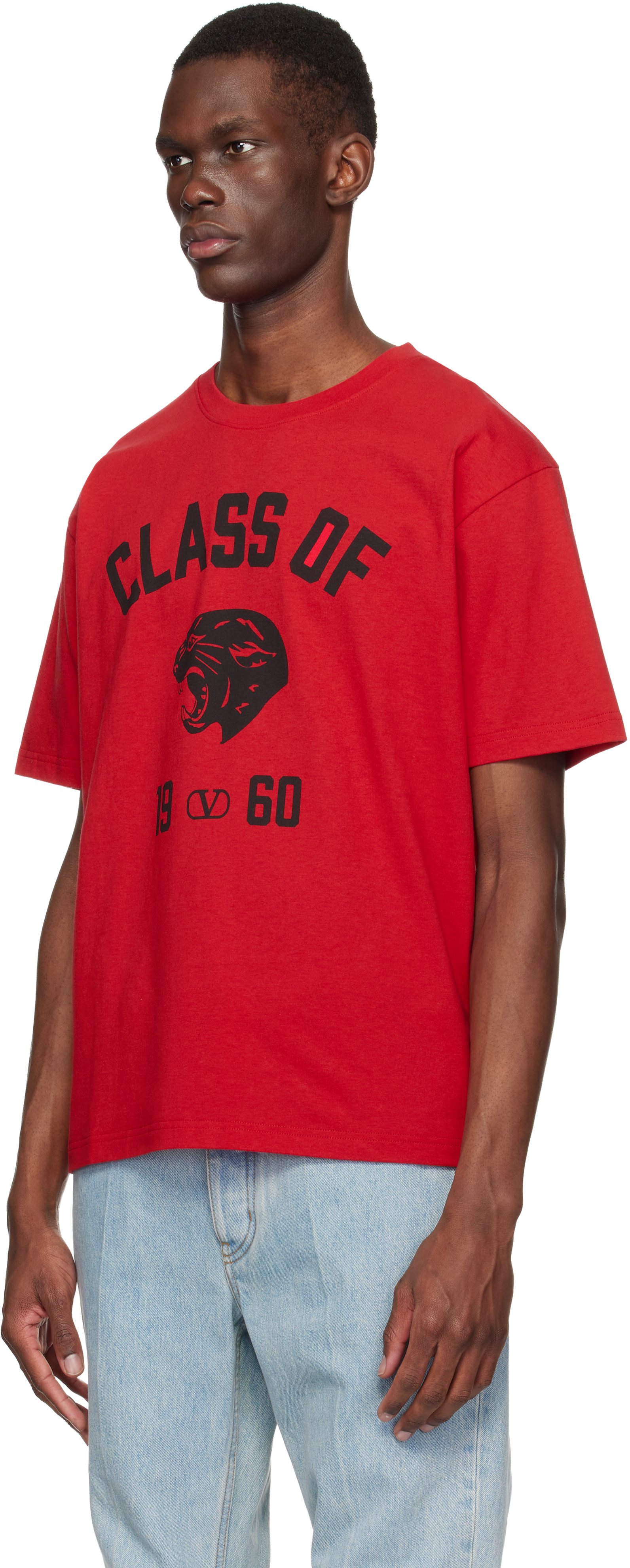 Valentino: ブラック Panther 'Class of 1960' Print コットン Tシャツ