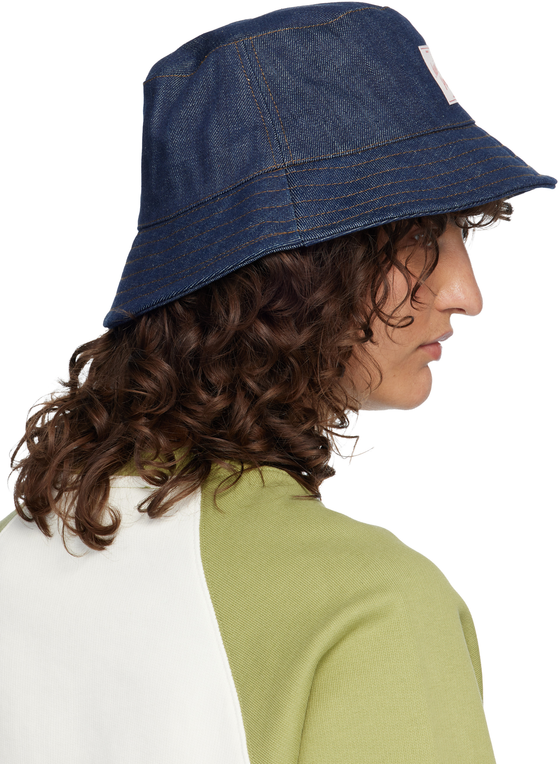 AMI Paris: ネイビー Topstitchings デニム バケットハット | SSENSE 日本