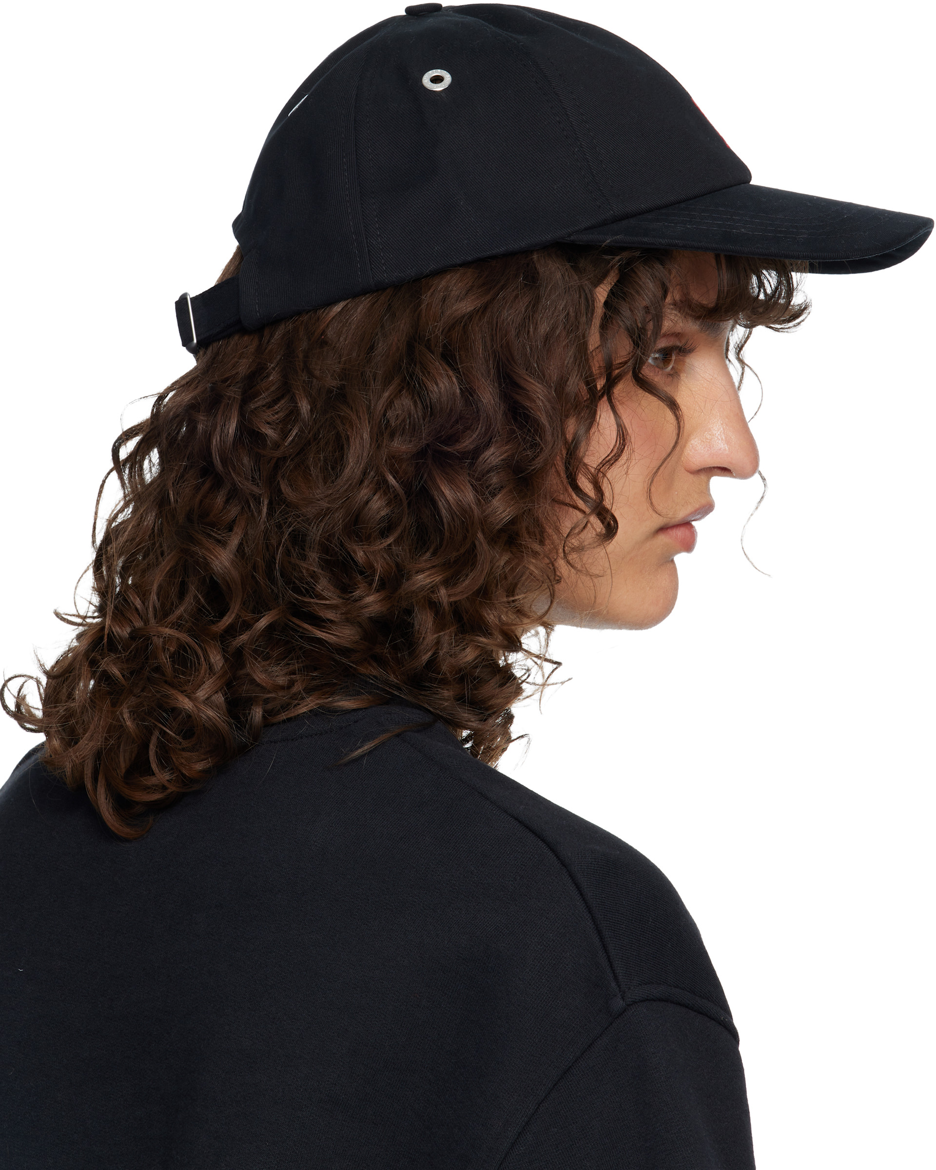 AMI Paris: ブラック Ami de Coeur Embroidery コットン キャップ