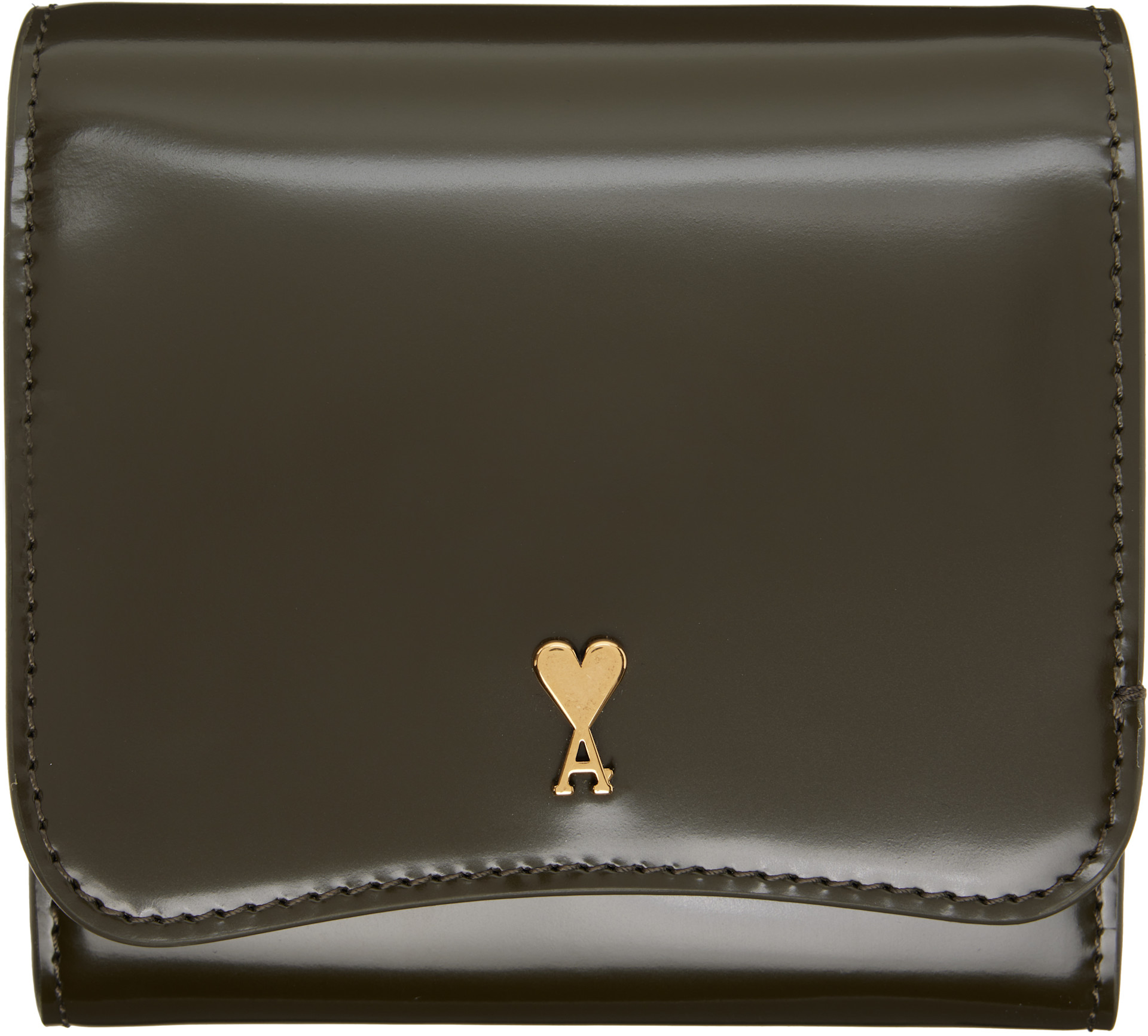 AMI Paris: Khaki Paris Paris Compact Wallet | SSENSE Netherlands